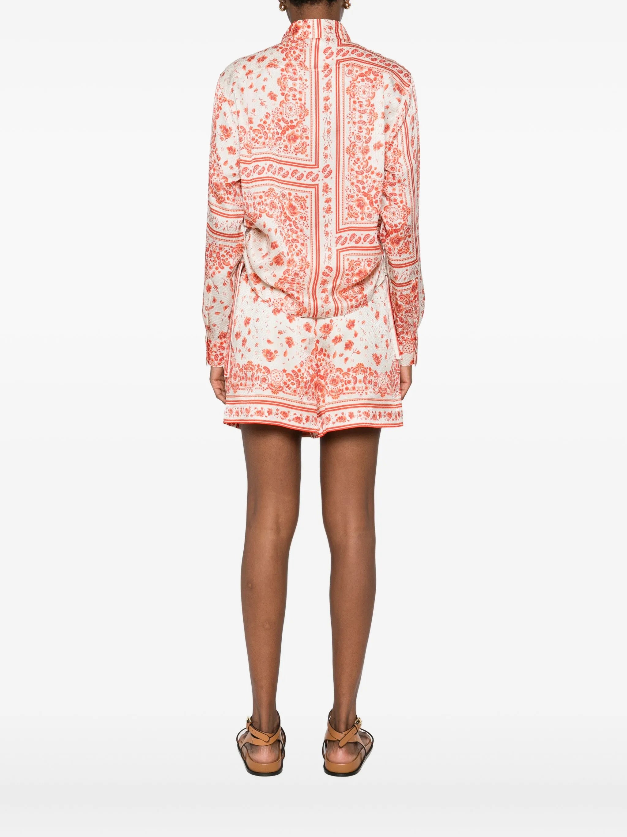 floral-print silk shirt