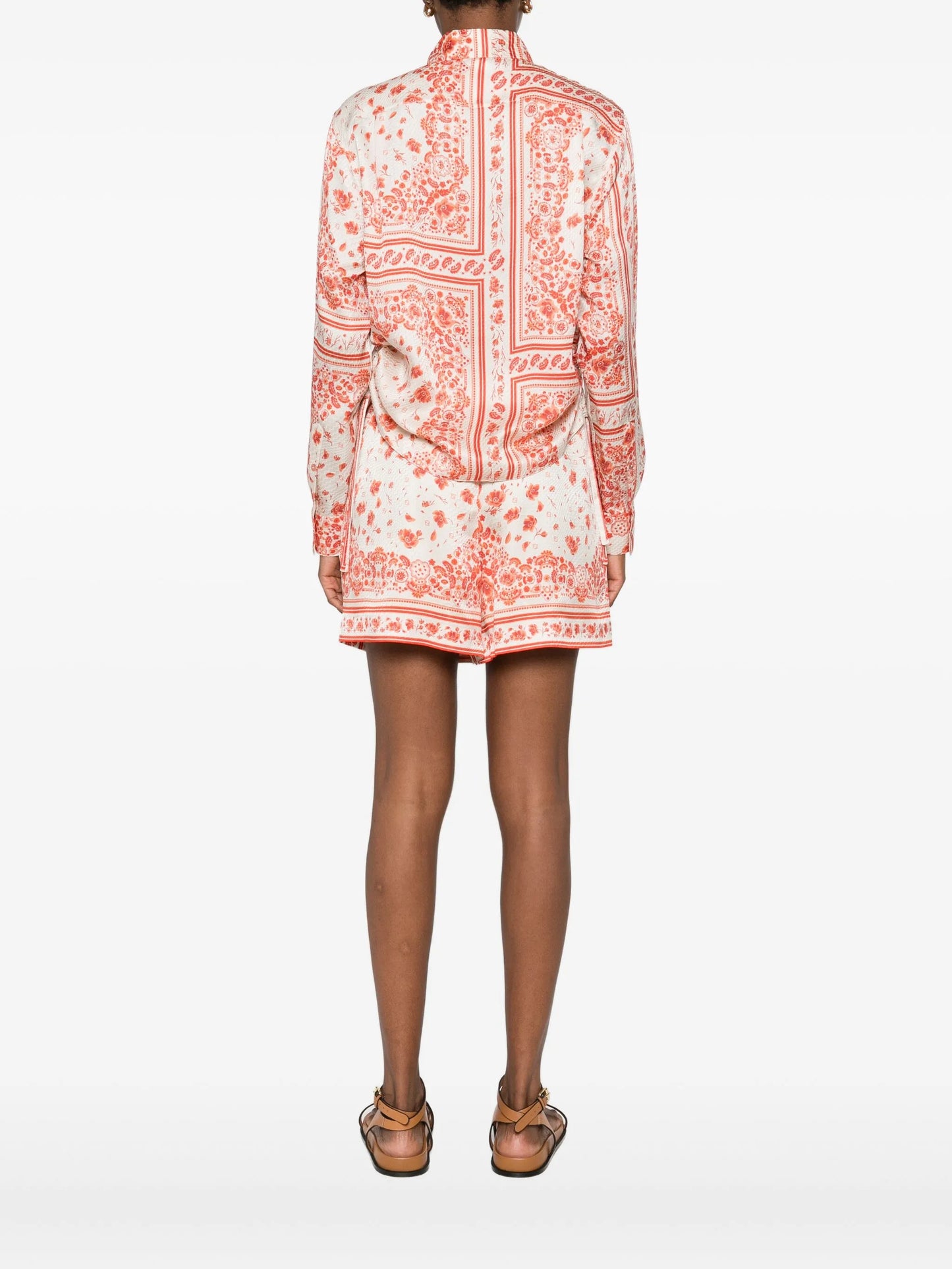 floral-print silk shirt
