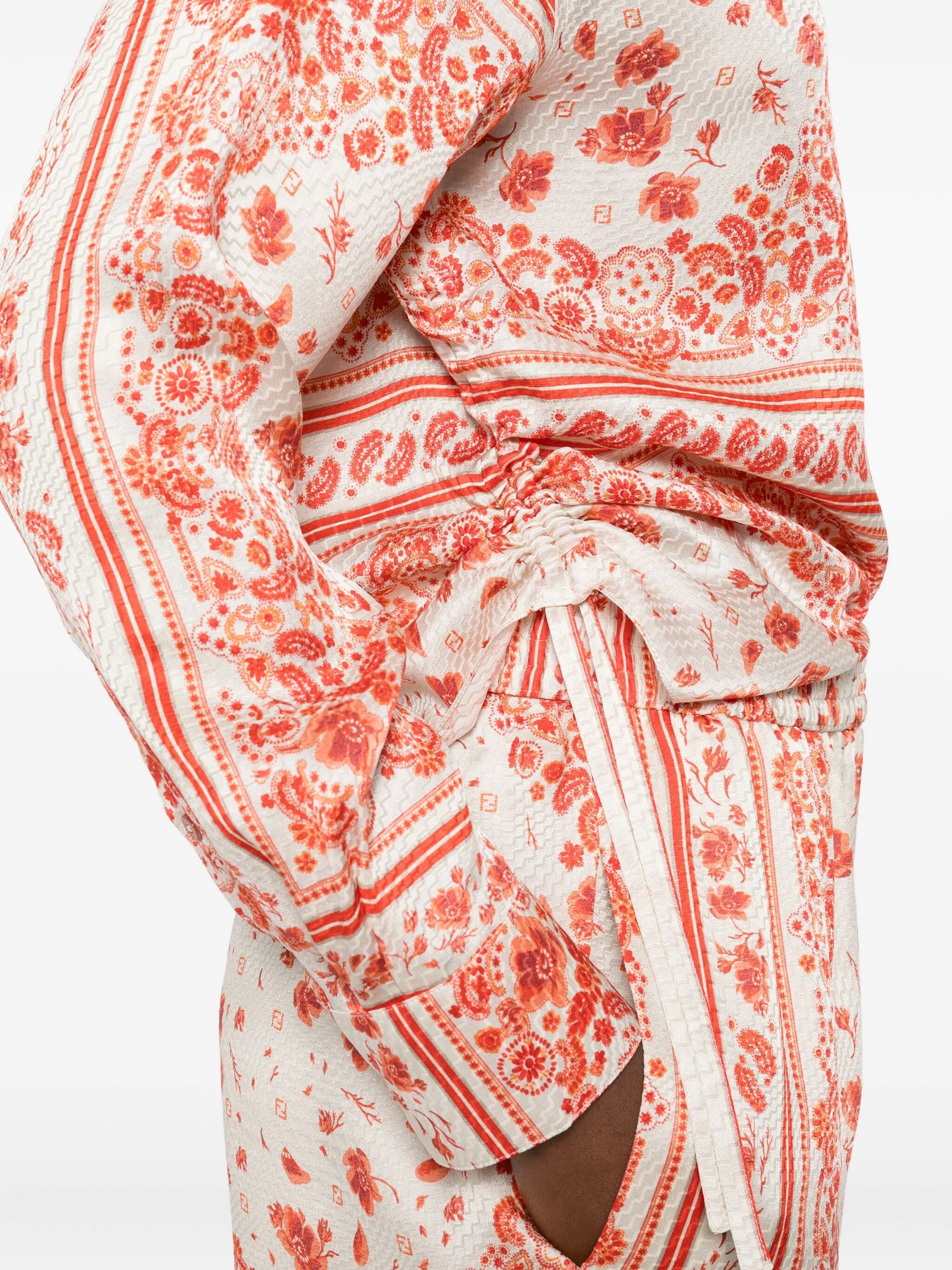 floral-print silk shirt