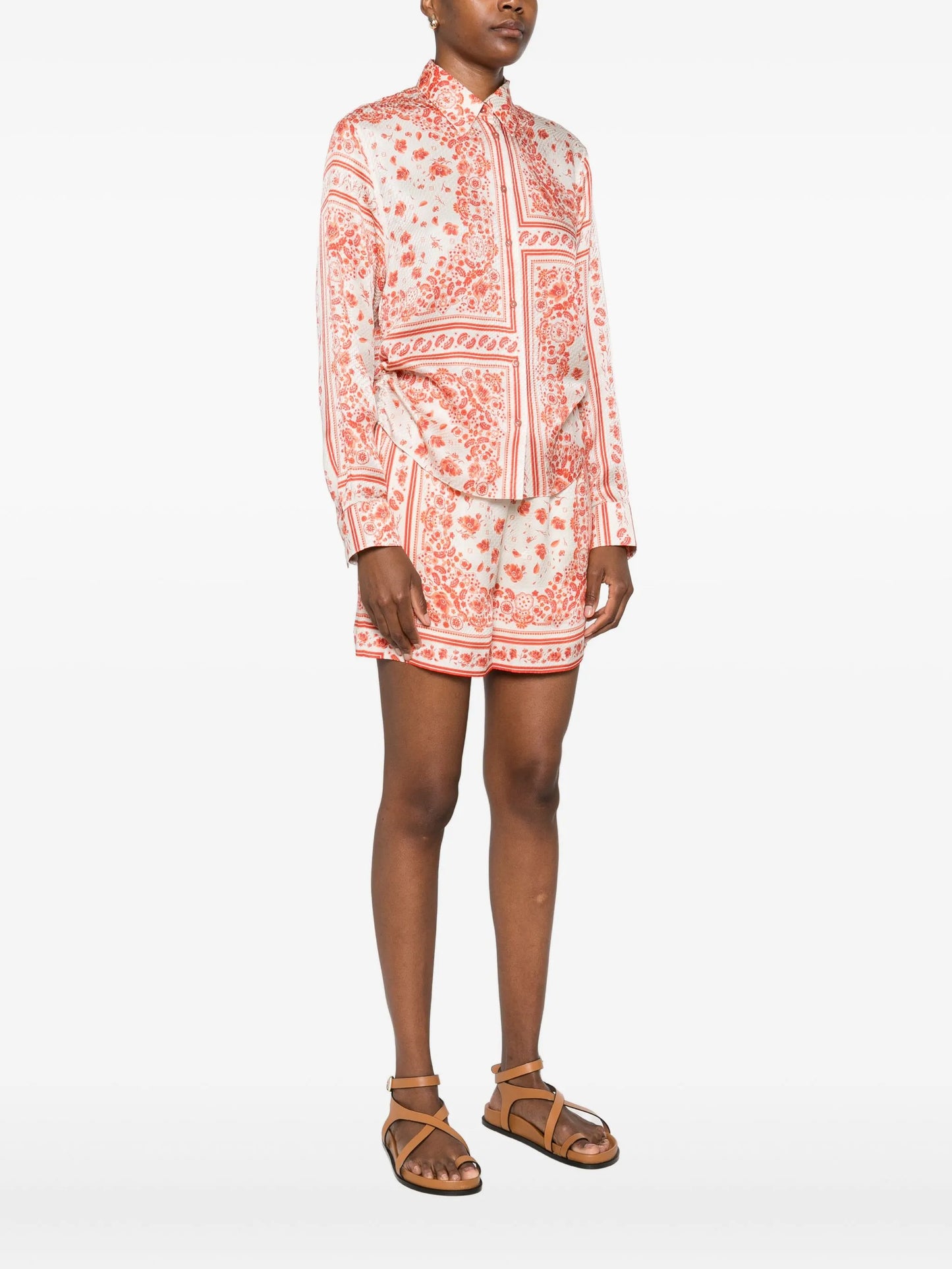 floral-print silk shirt