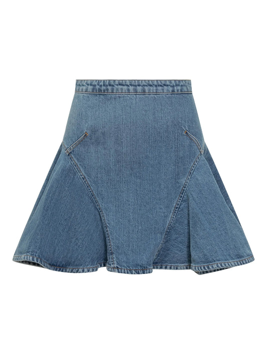 denim flared short A-line skirt