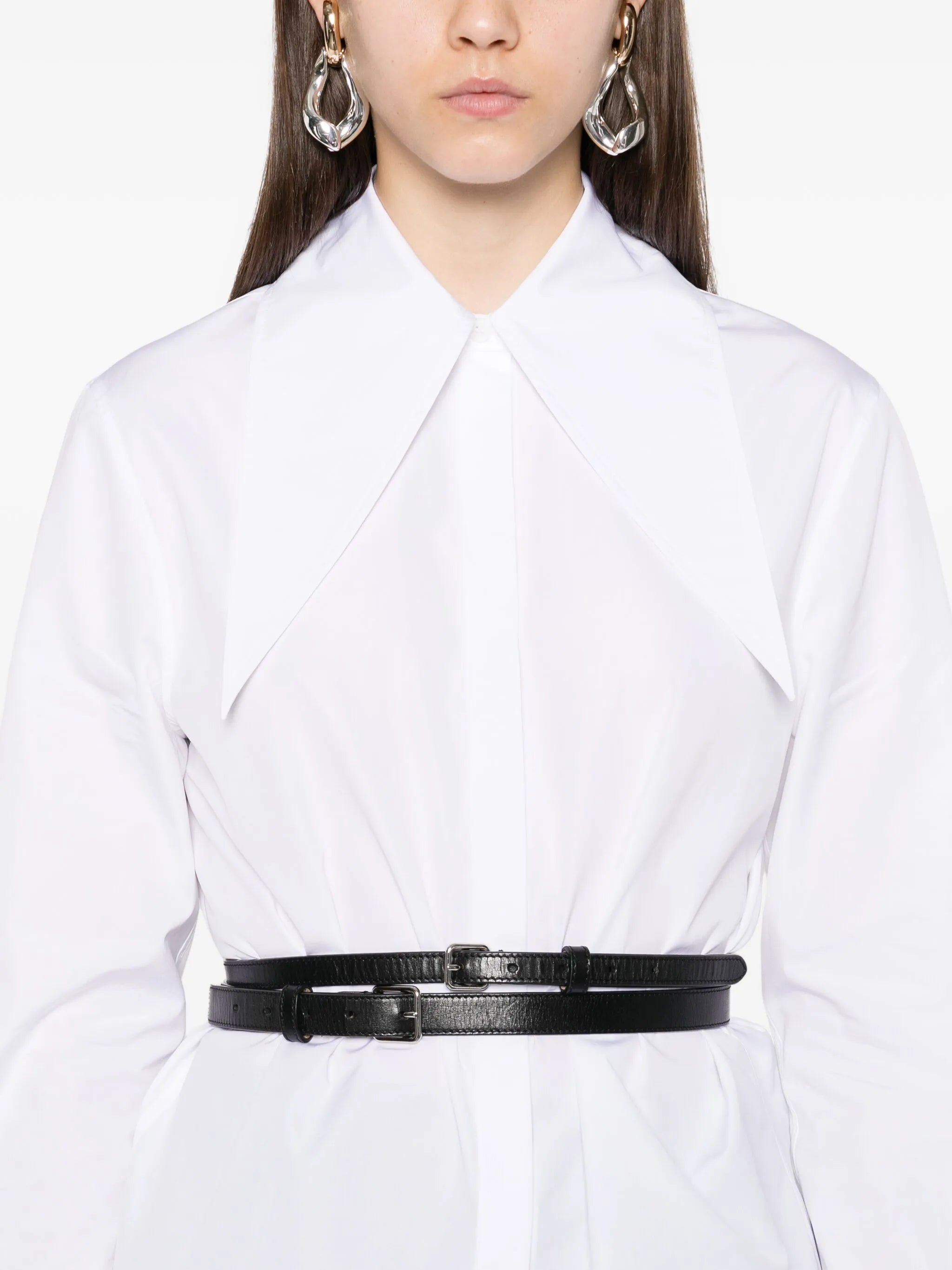 oversized-collar cotton shirt