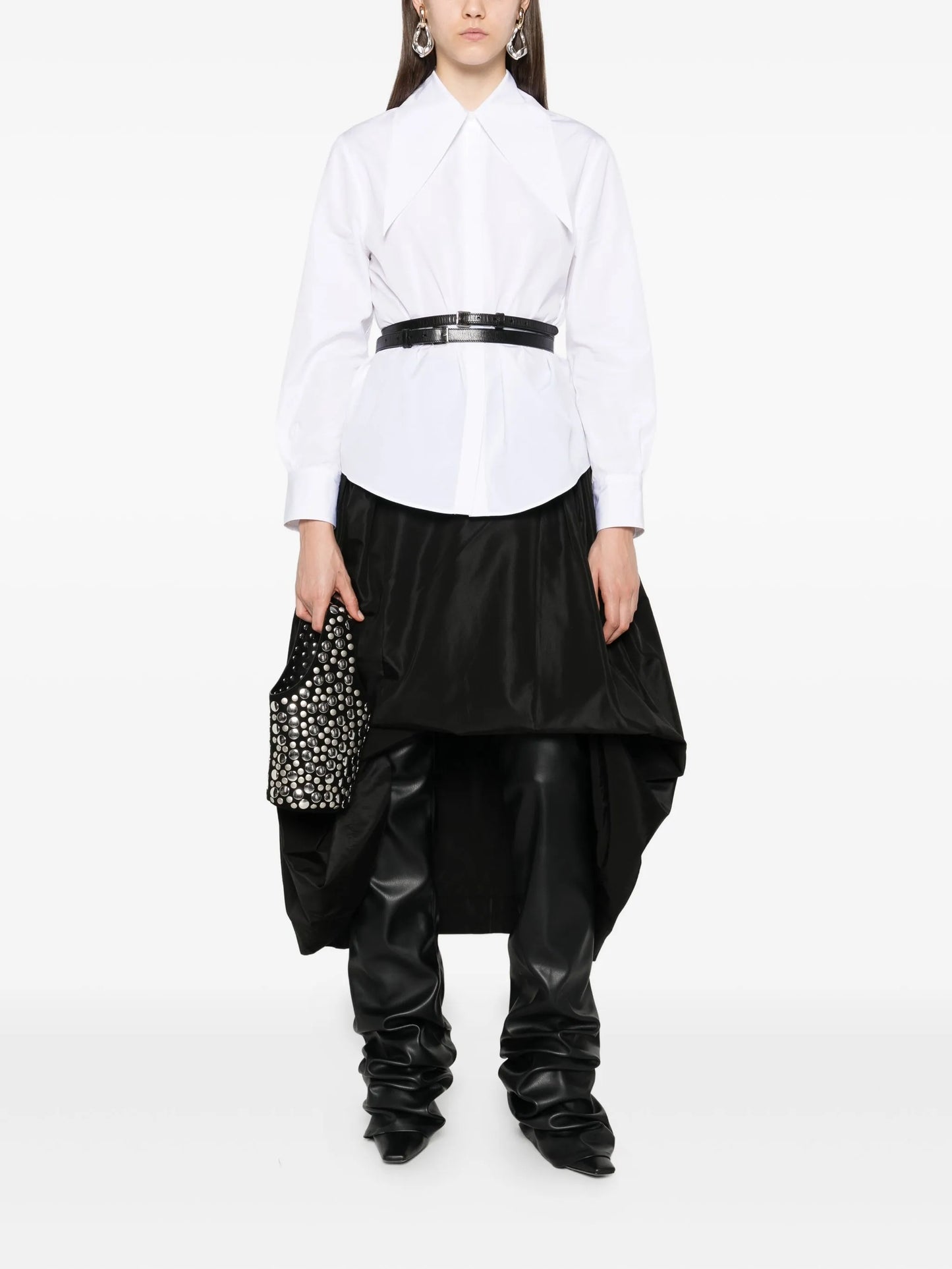 oversized-collar cotton shirt