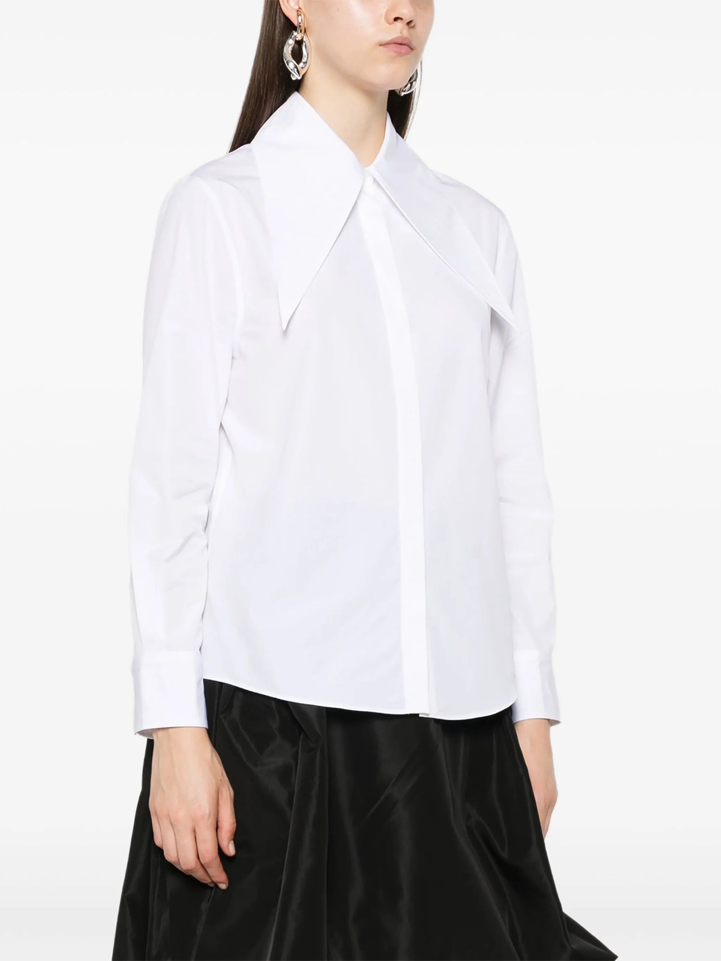 oversized-collar cotton shirt