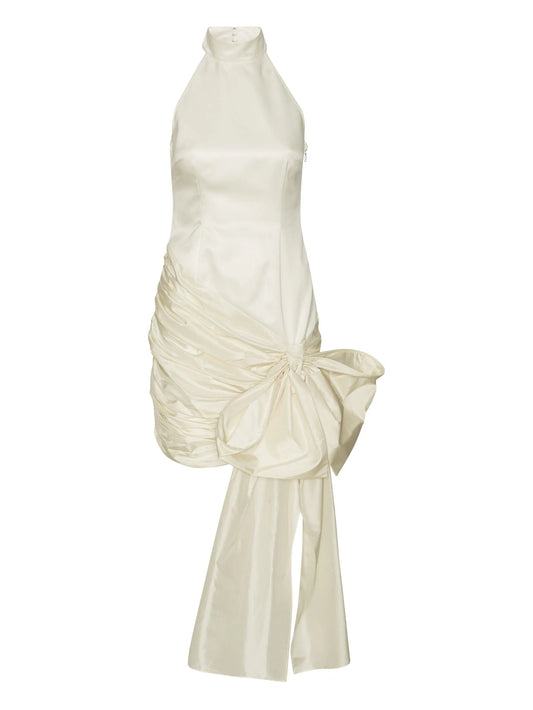 bow halterneck mini dress
