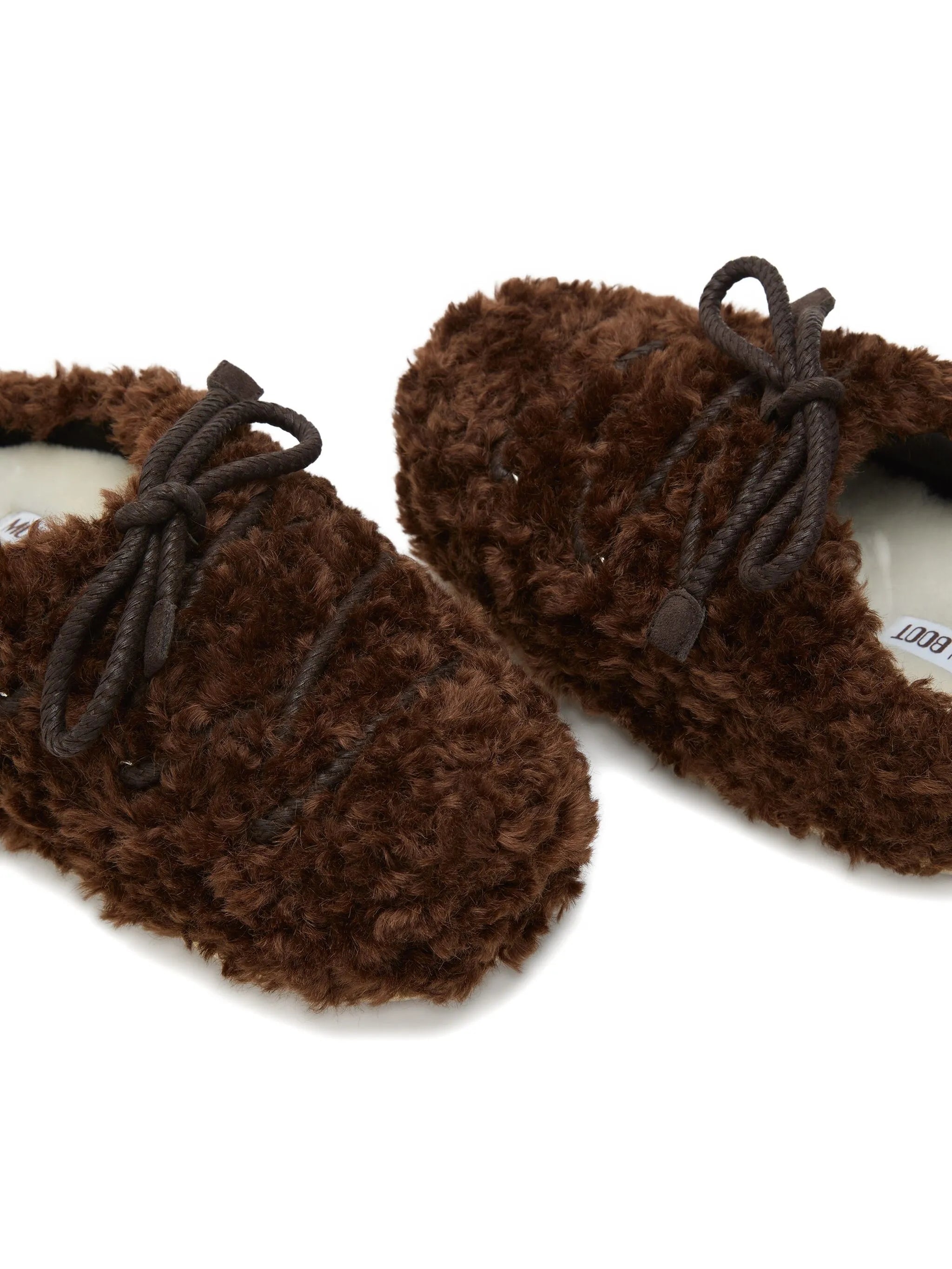 EVX faux-shearling lace-up mules