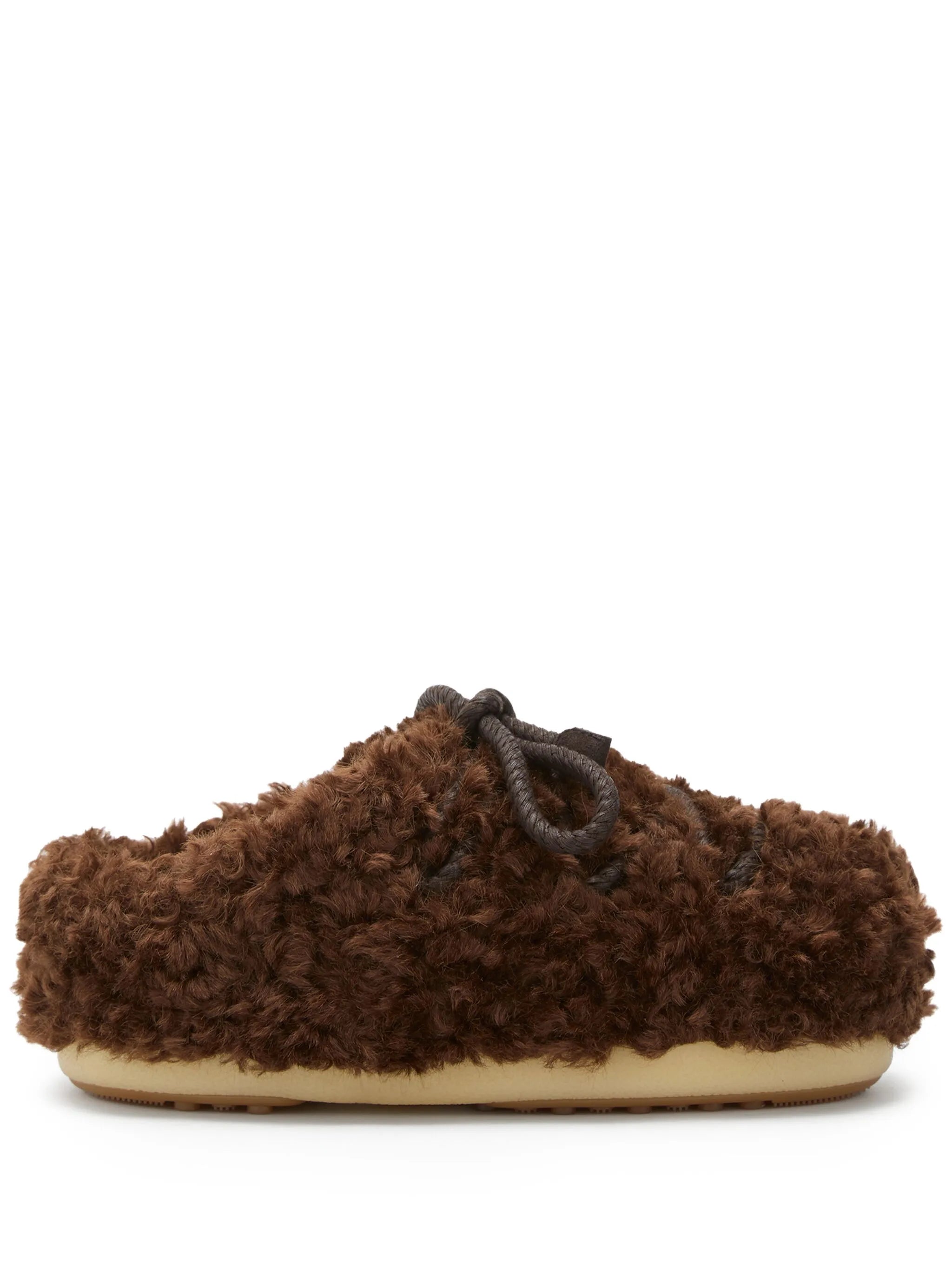 EVX faux-shearling lace-up mules