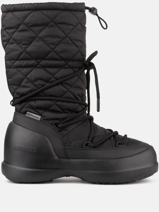 quilted lace-up rain boots
