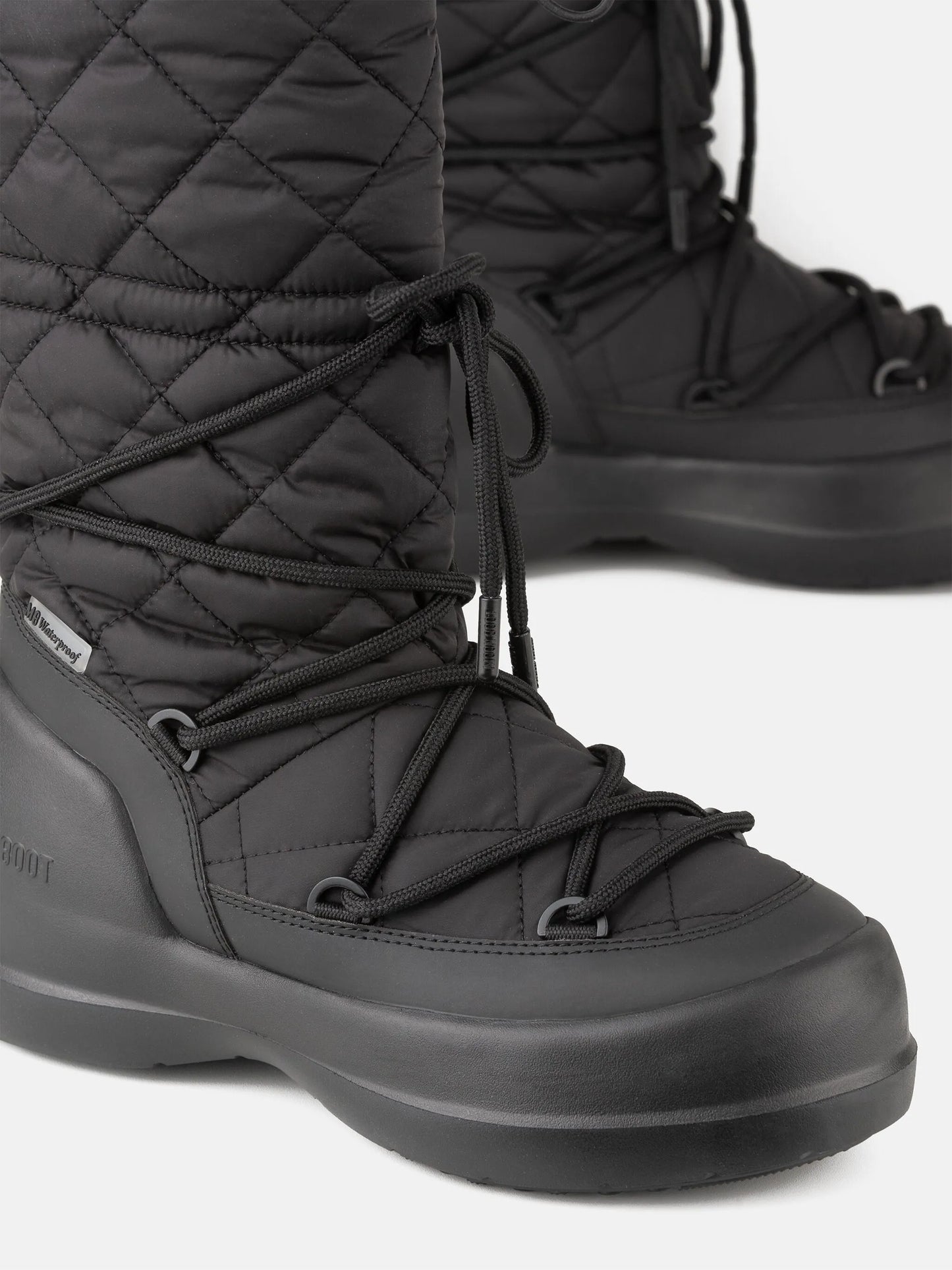 quilted lace-up rain boots