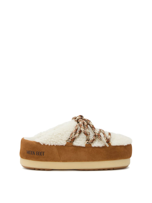 Evx brown shearling mules