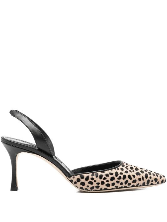 70mm Carolyne pointed leopard-pattern pumps