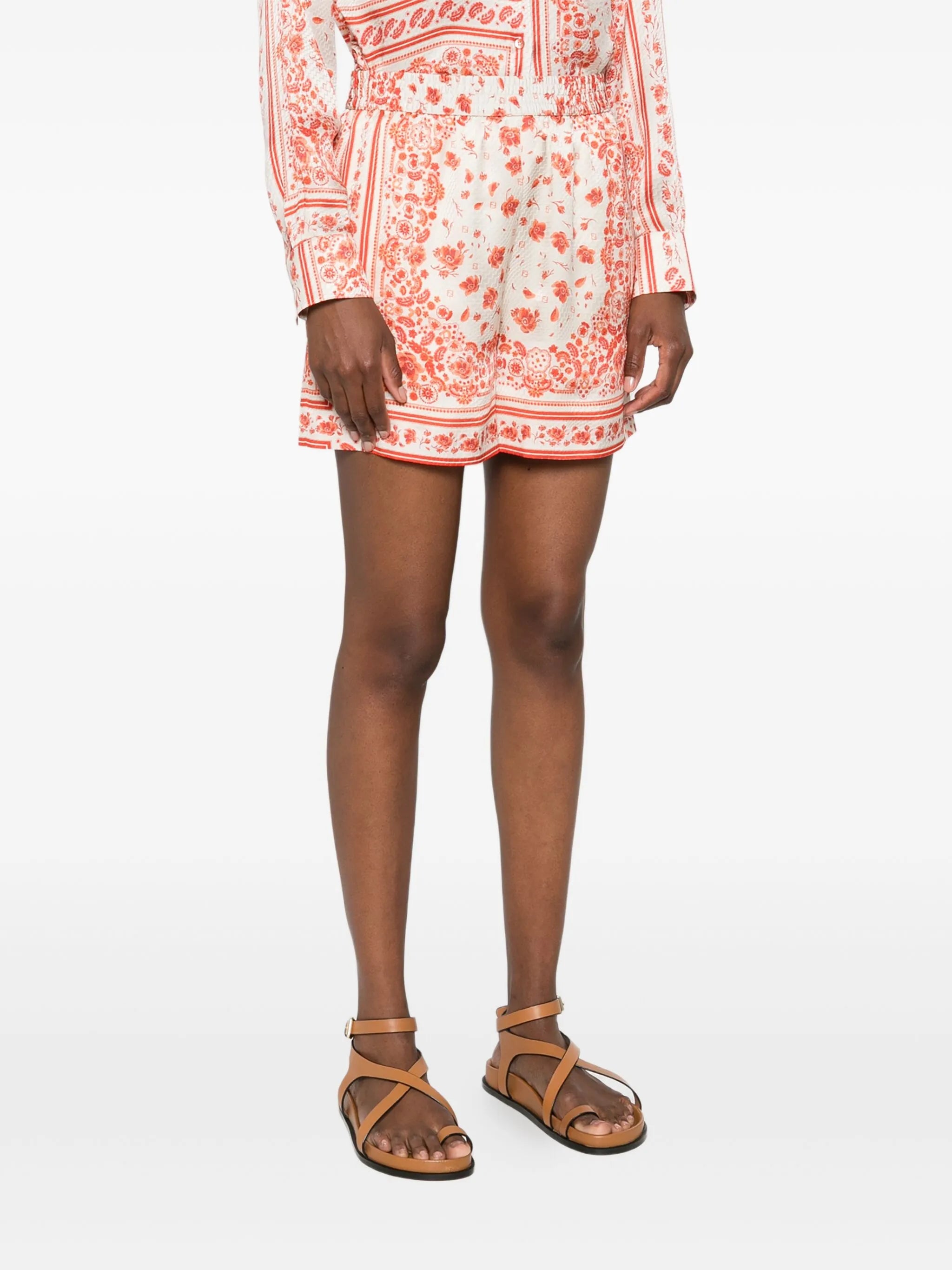 floral-print elasticated-waist shorts