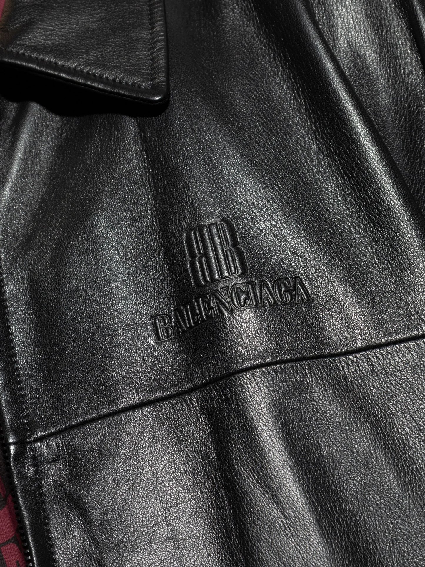 logo-embossed leather jacket