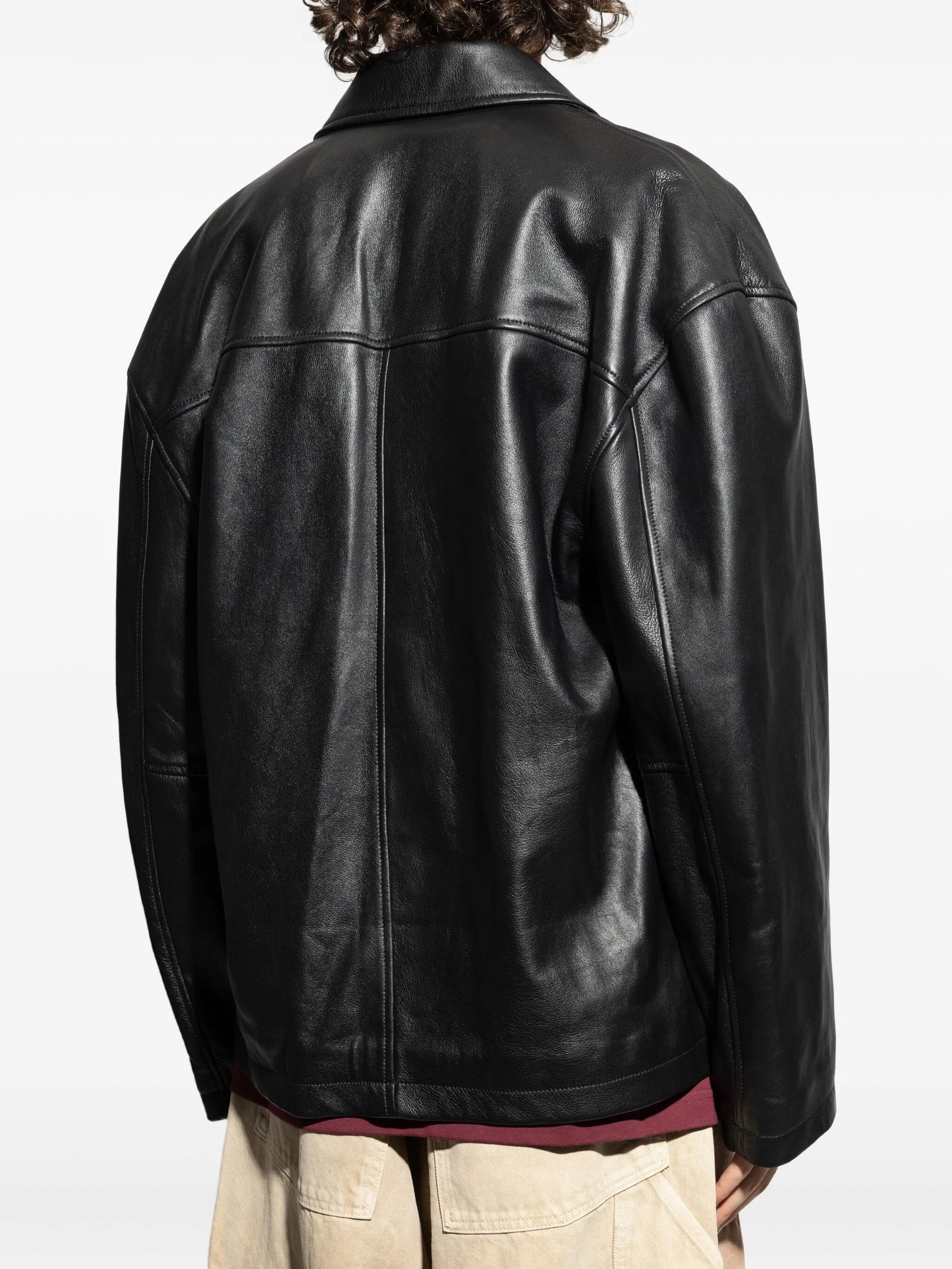 logo-embossed leather jacket
