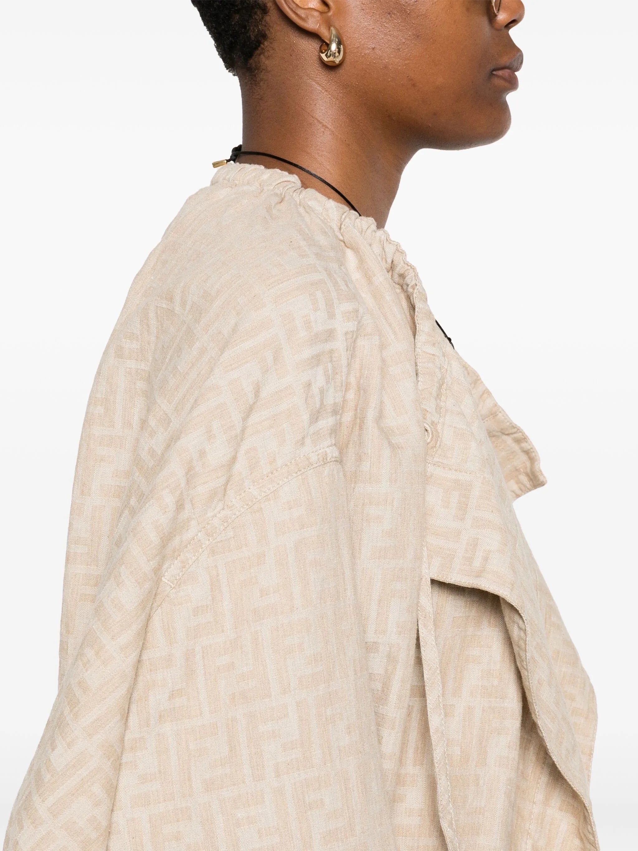 FF-jacquard drawstring jacket
