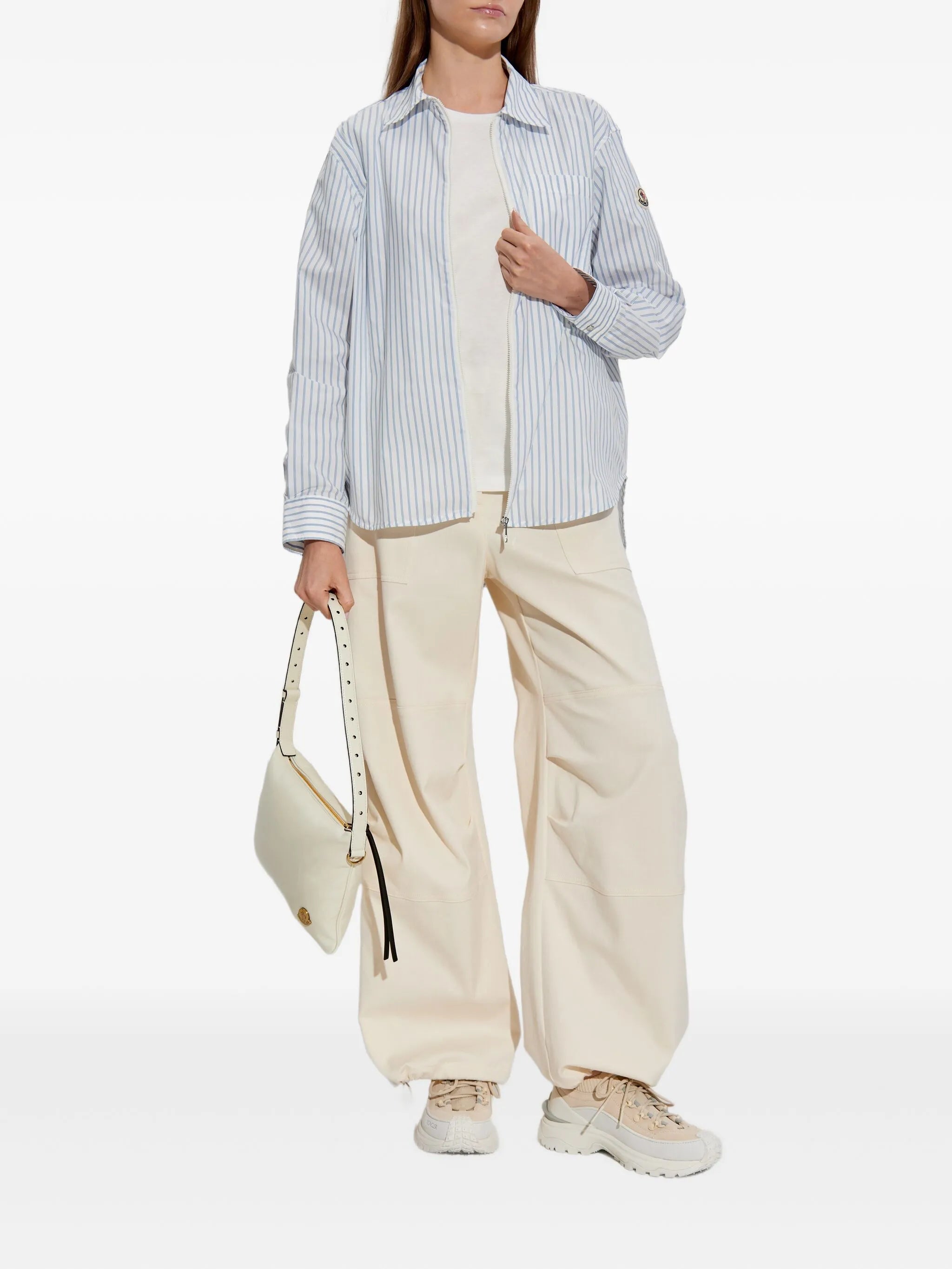 striped zip-up shirt