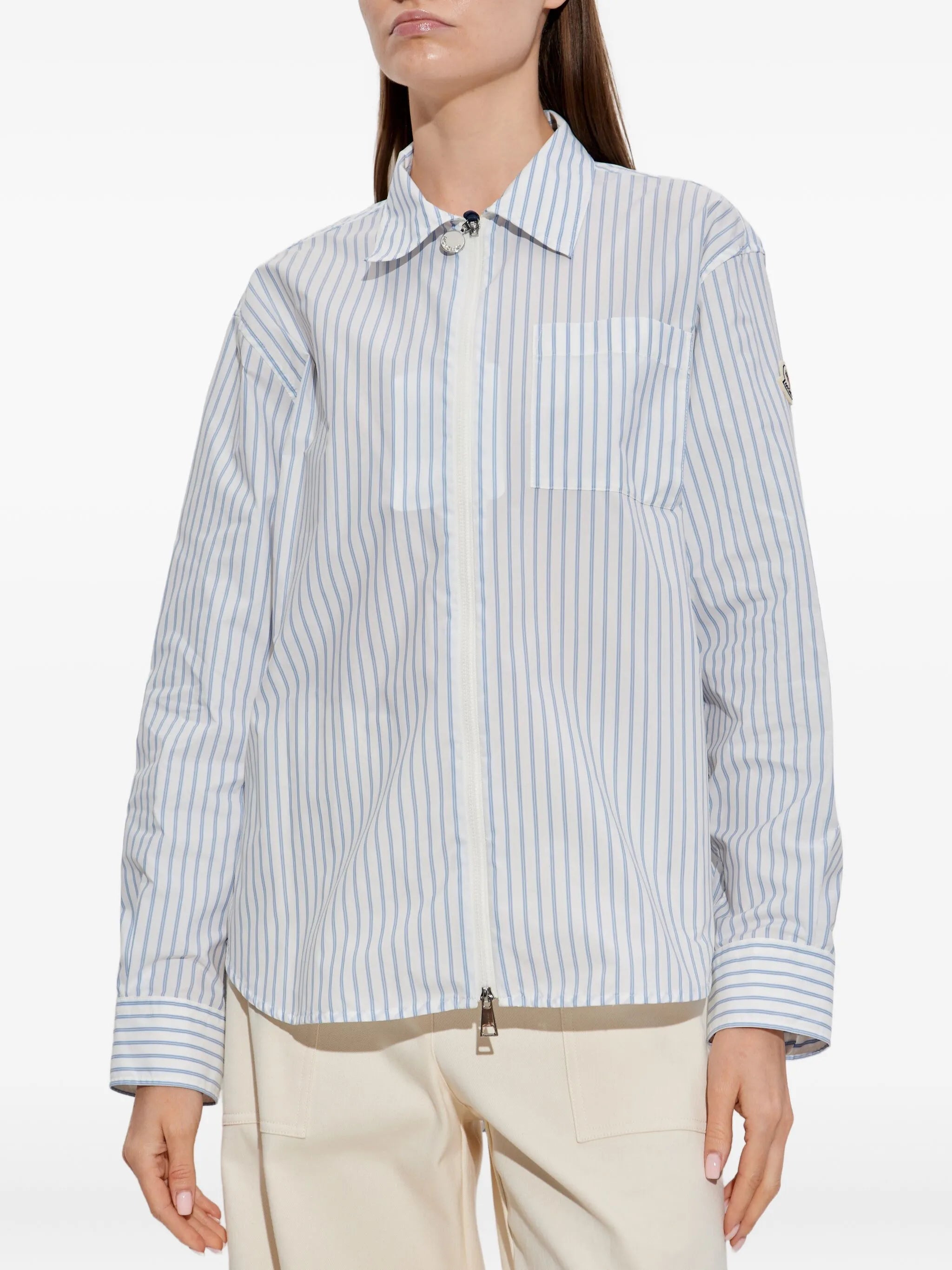 striped zip-up shirt