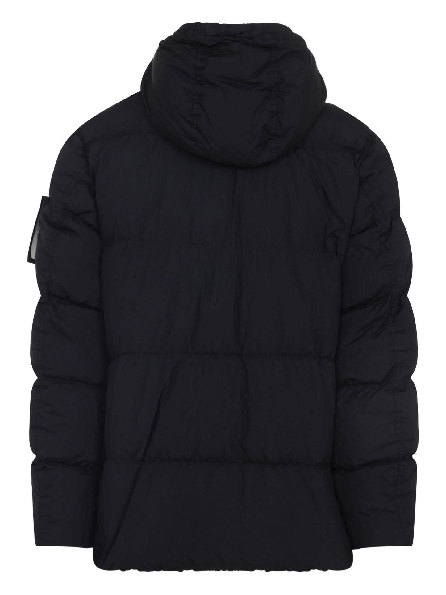 compass-appliqué padded jacket