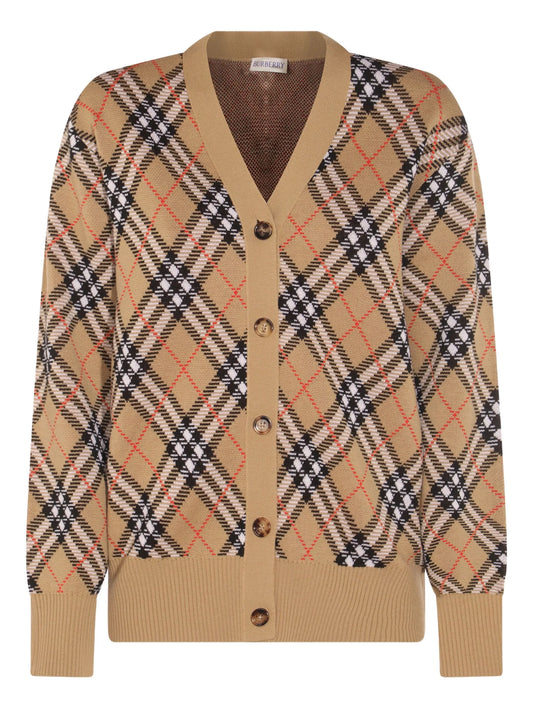 checked cardigan