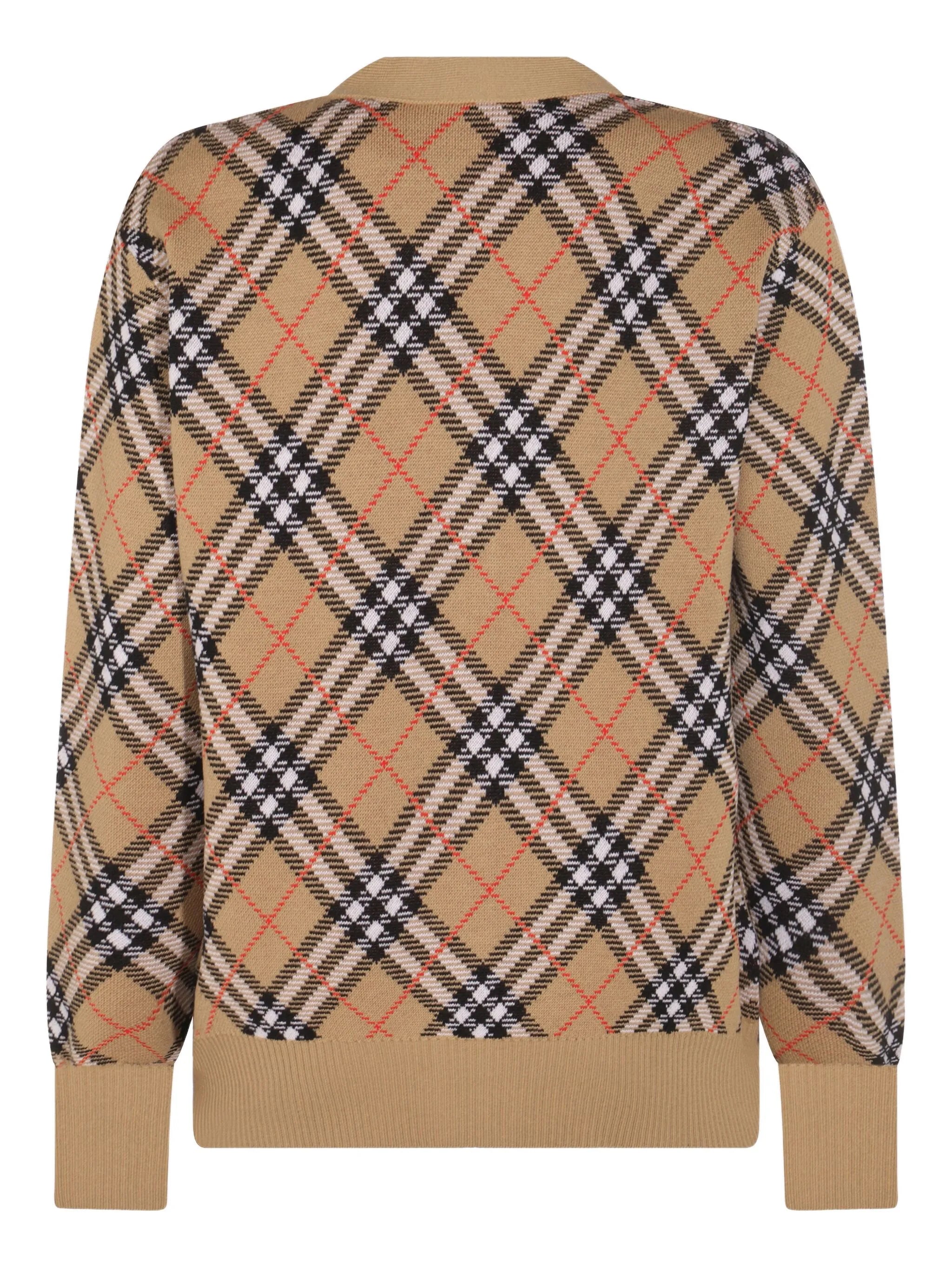 checked cardigan