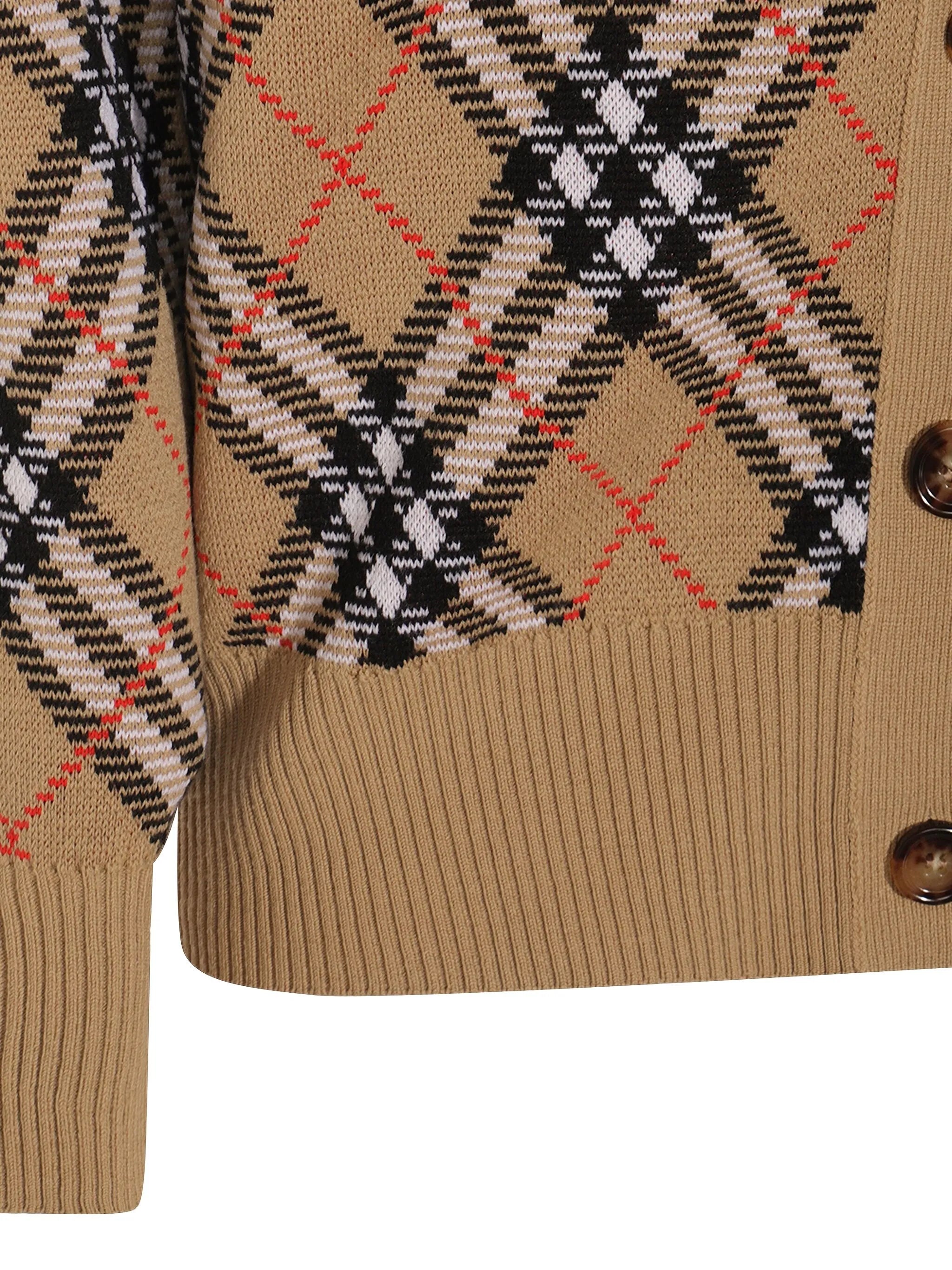 checked cardigan