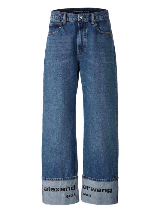 cuffed logo-detail jeans