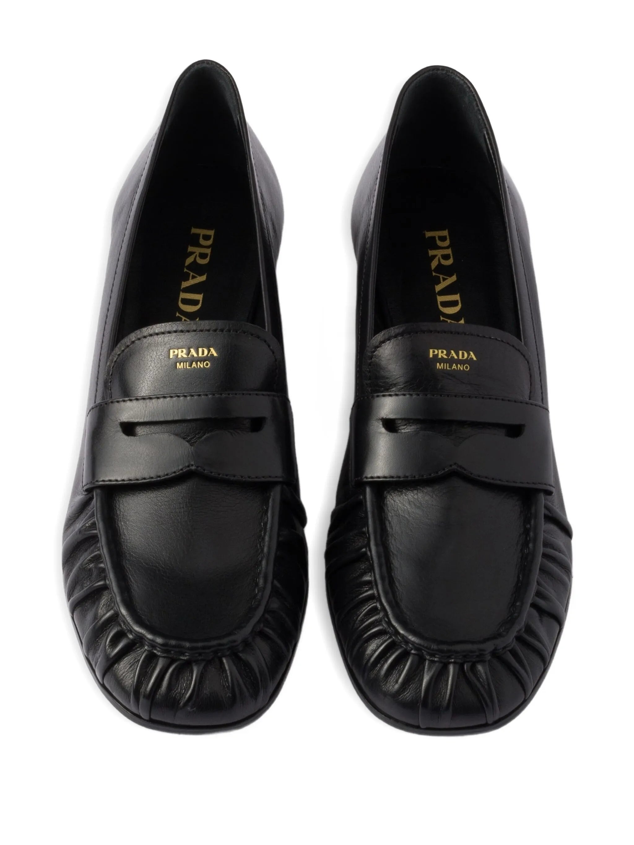 pleated leather loafers