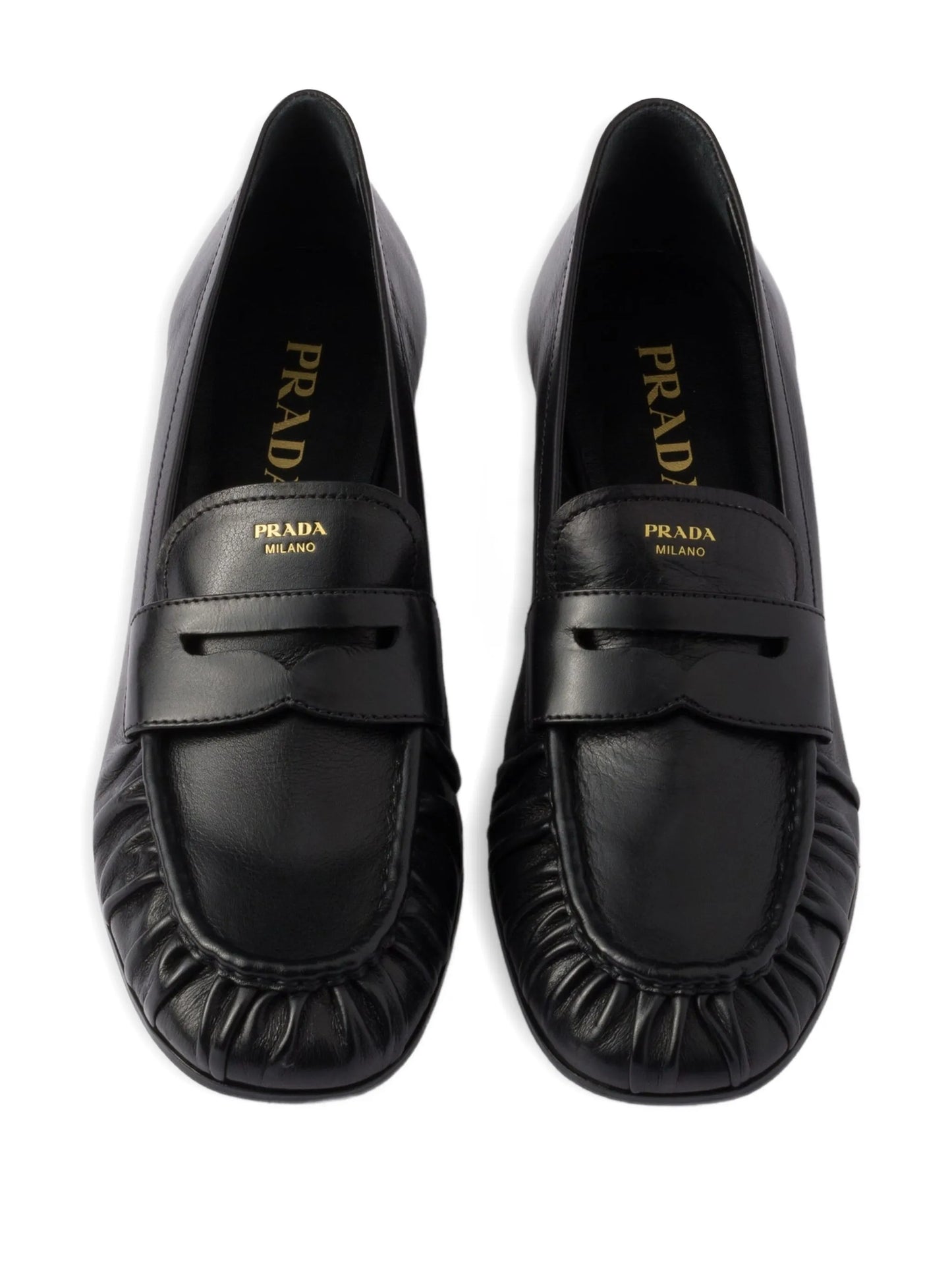 pleated leather loafers