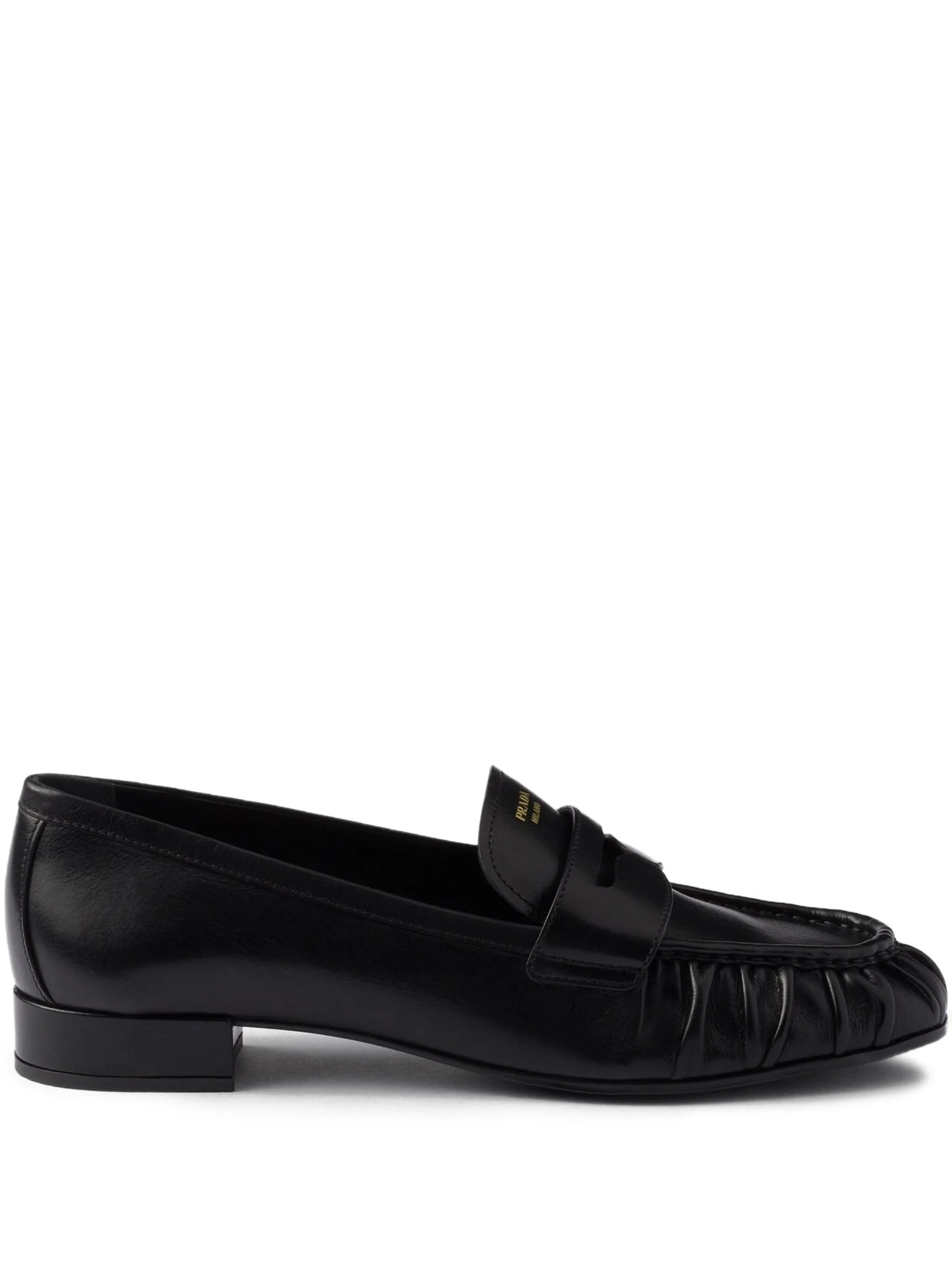 pleated leather loafers