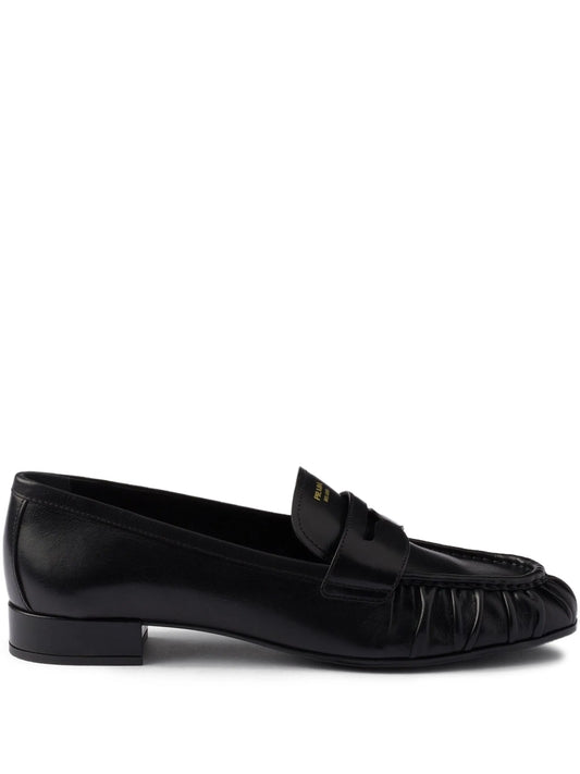 pleated leather loafers