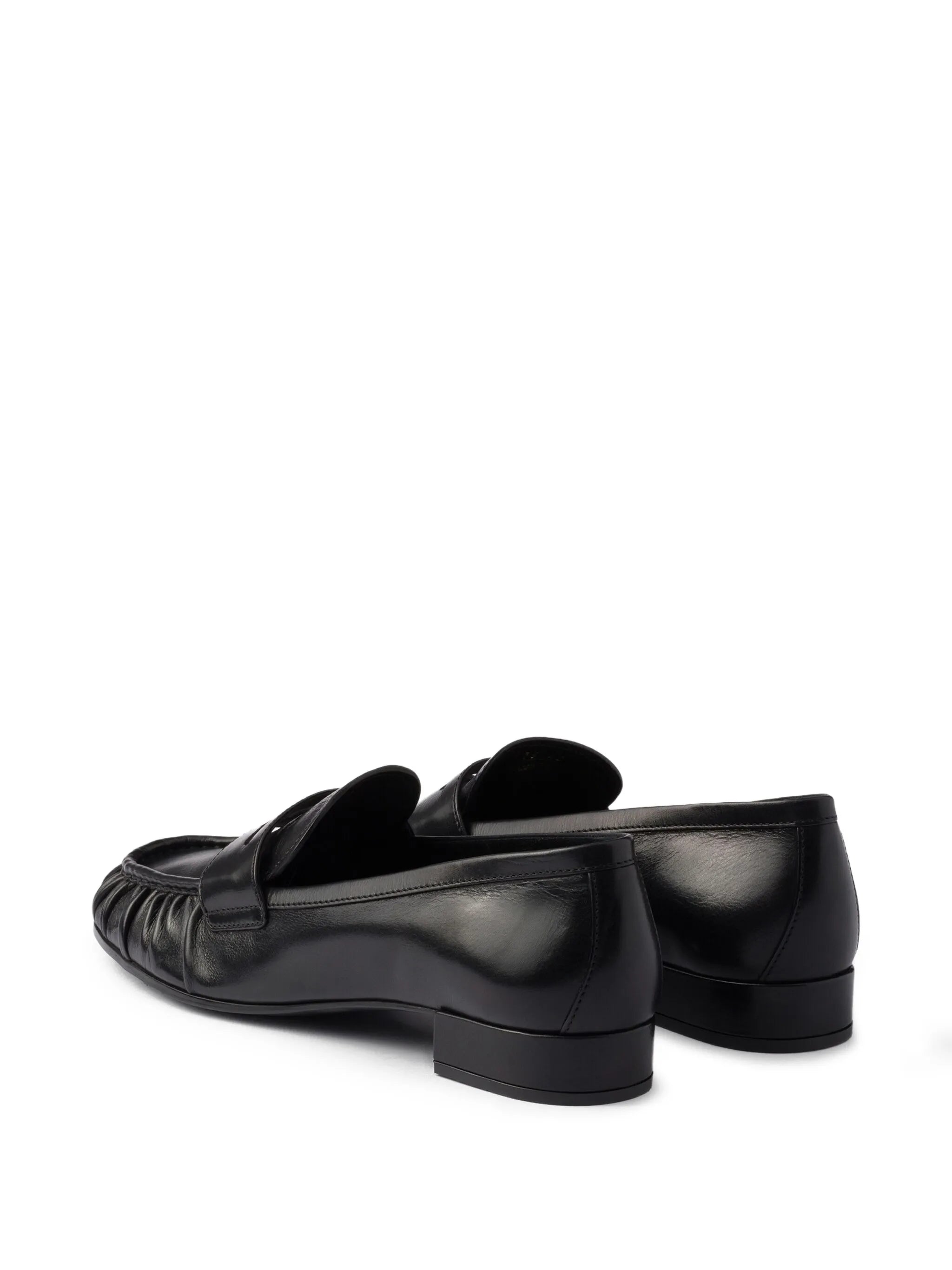 pleated leather loafers
