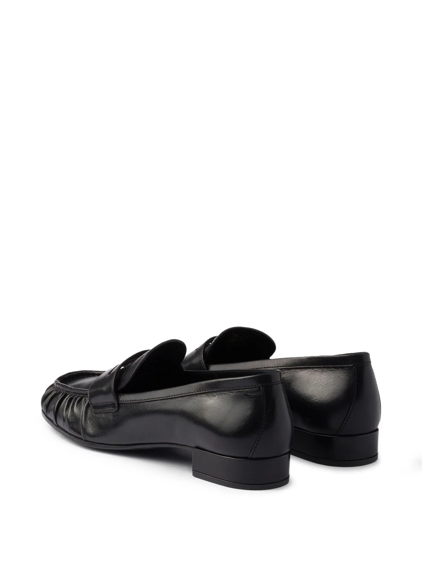 pleated leather loafers