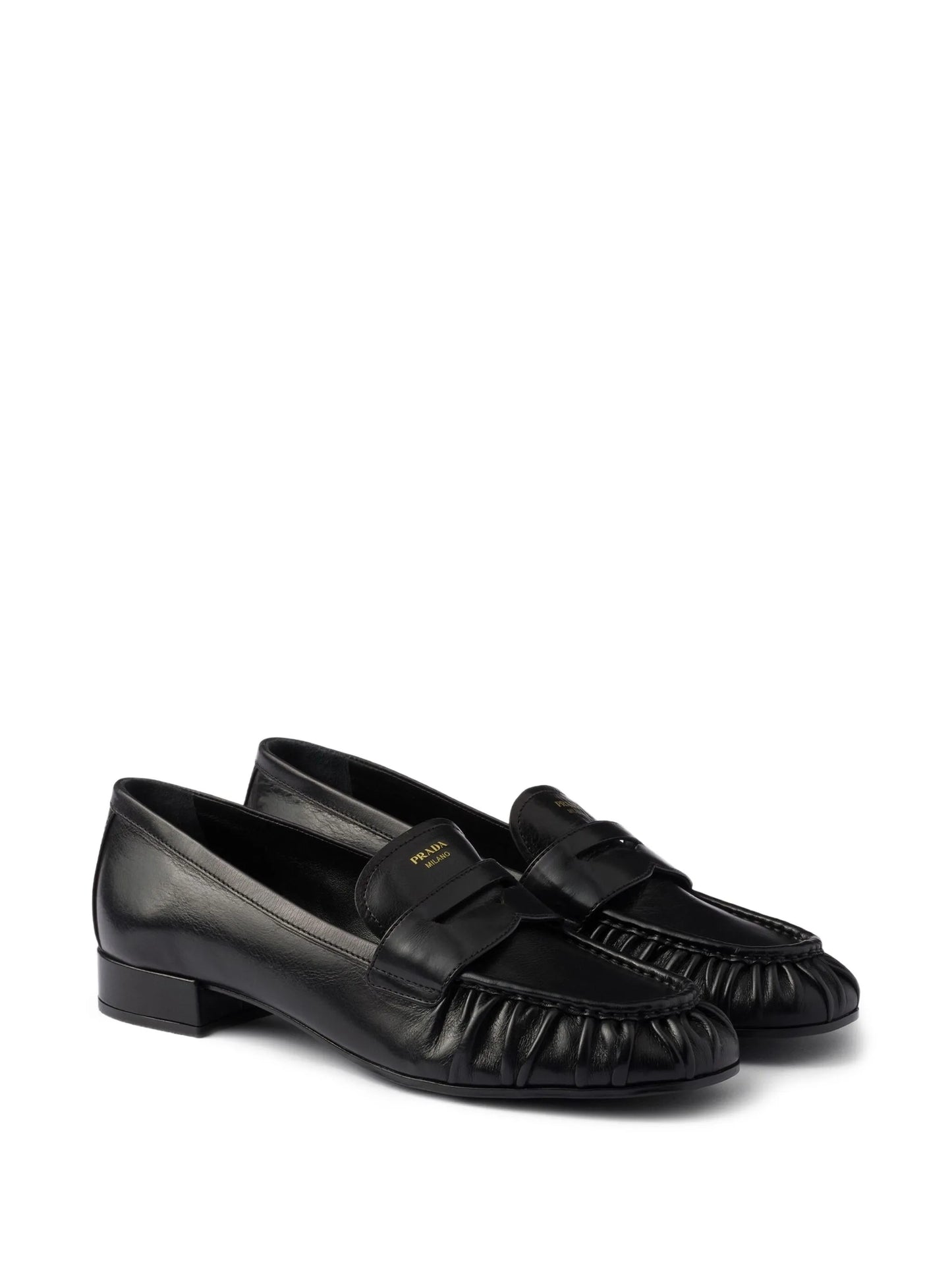 pleated leather loafers