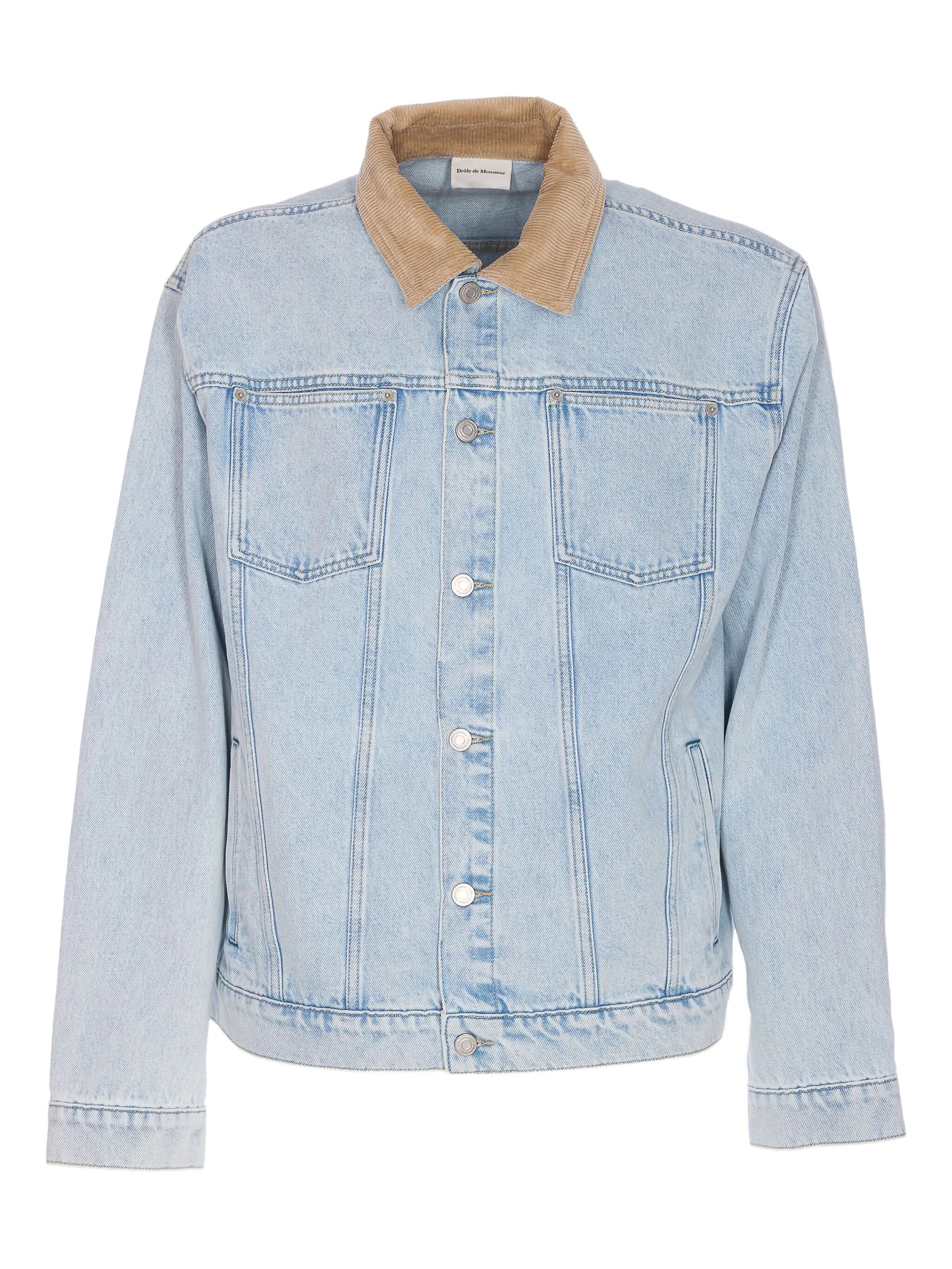 corduroy-collar denim jacket