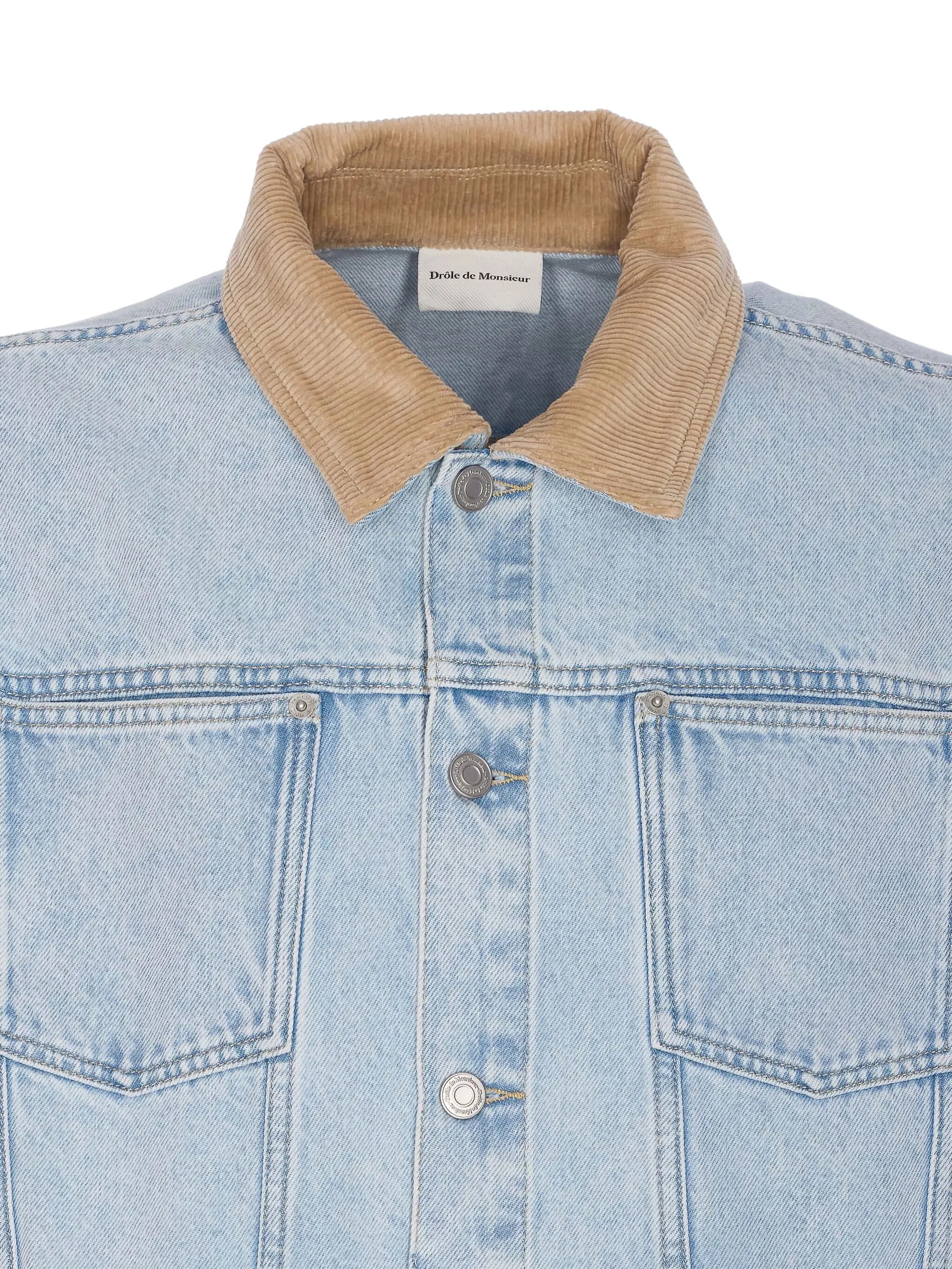 corduroy-collar denim jacket