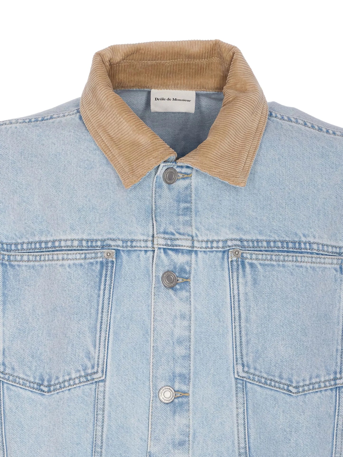 corduroy-collar denim jacket