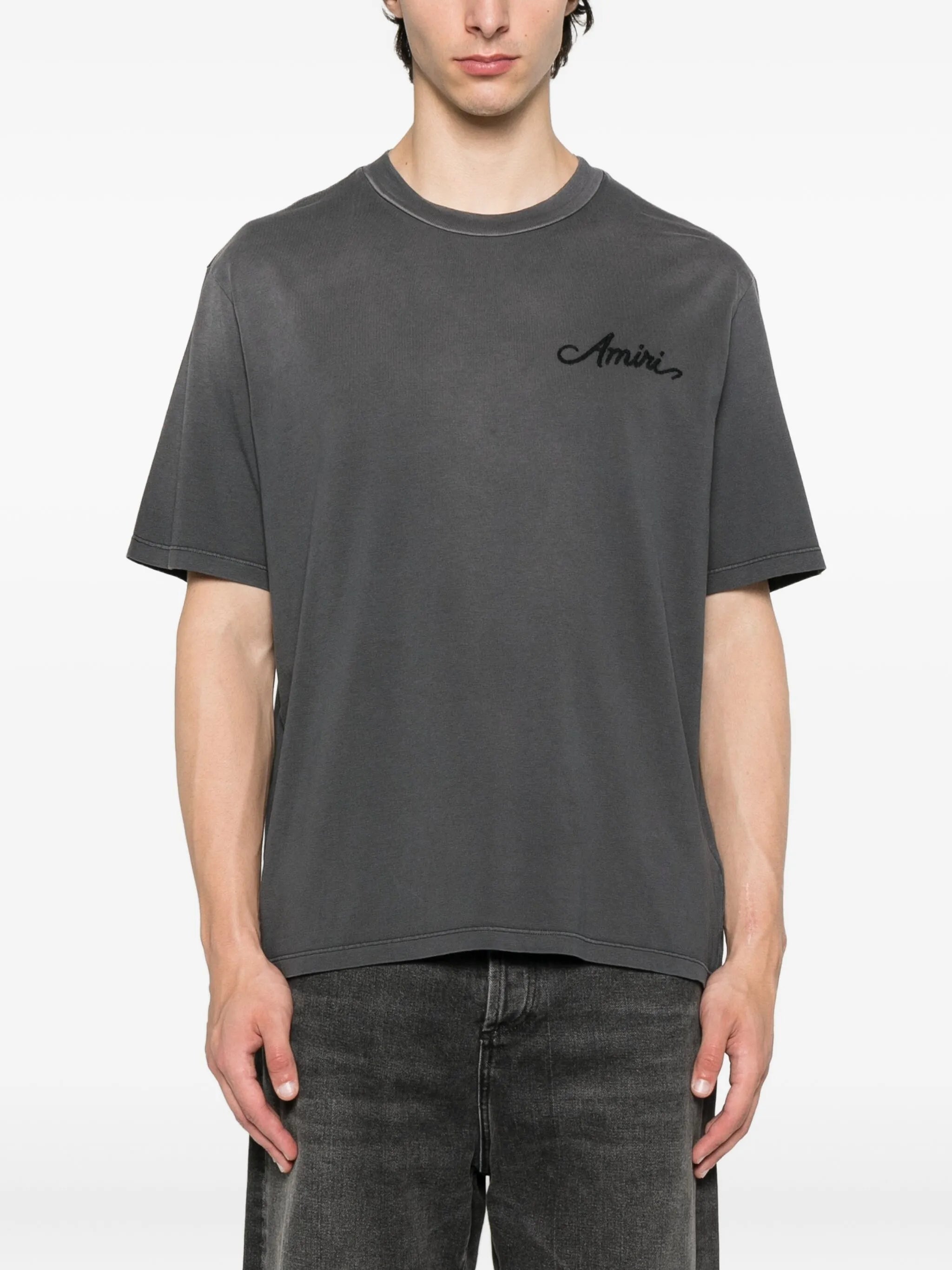 embroidered cotton T-shirt