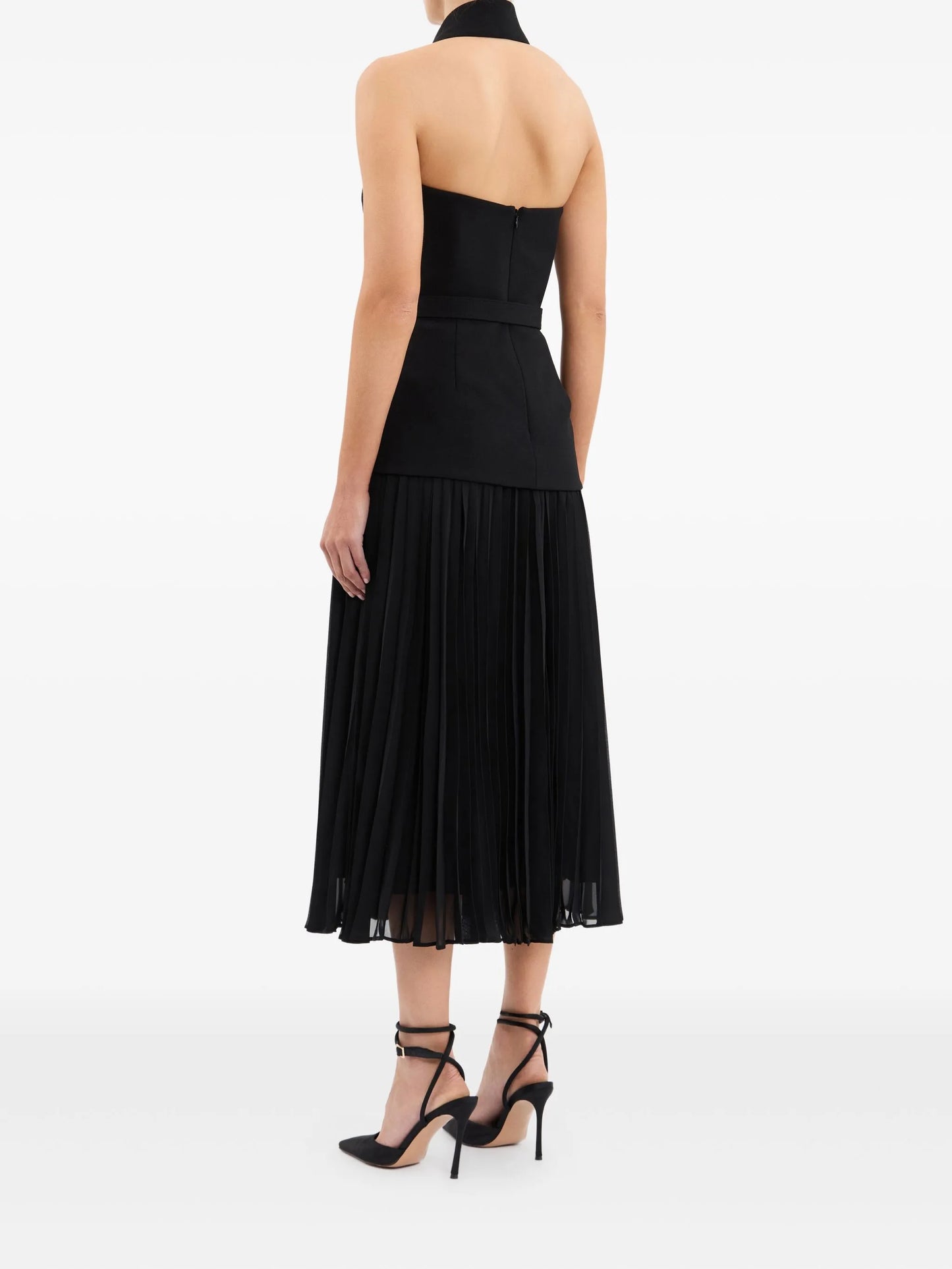 Emma halter-neck pleated midi dress