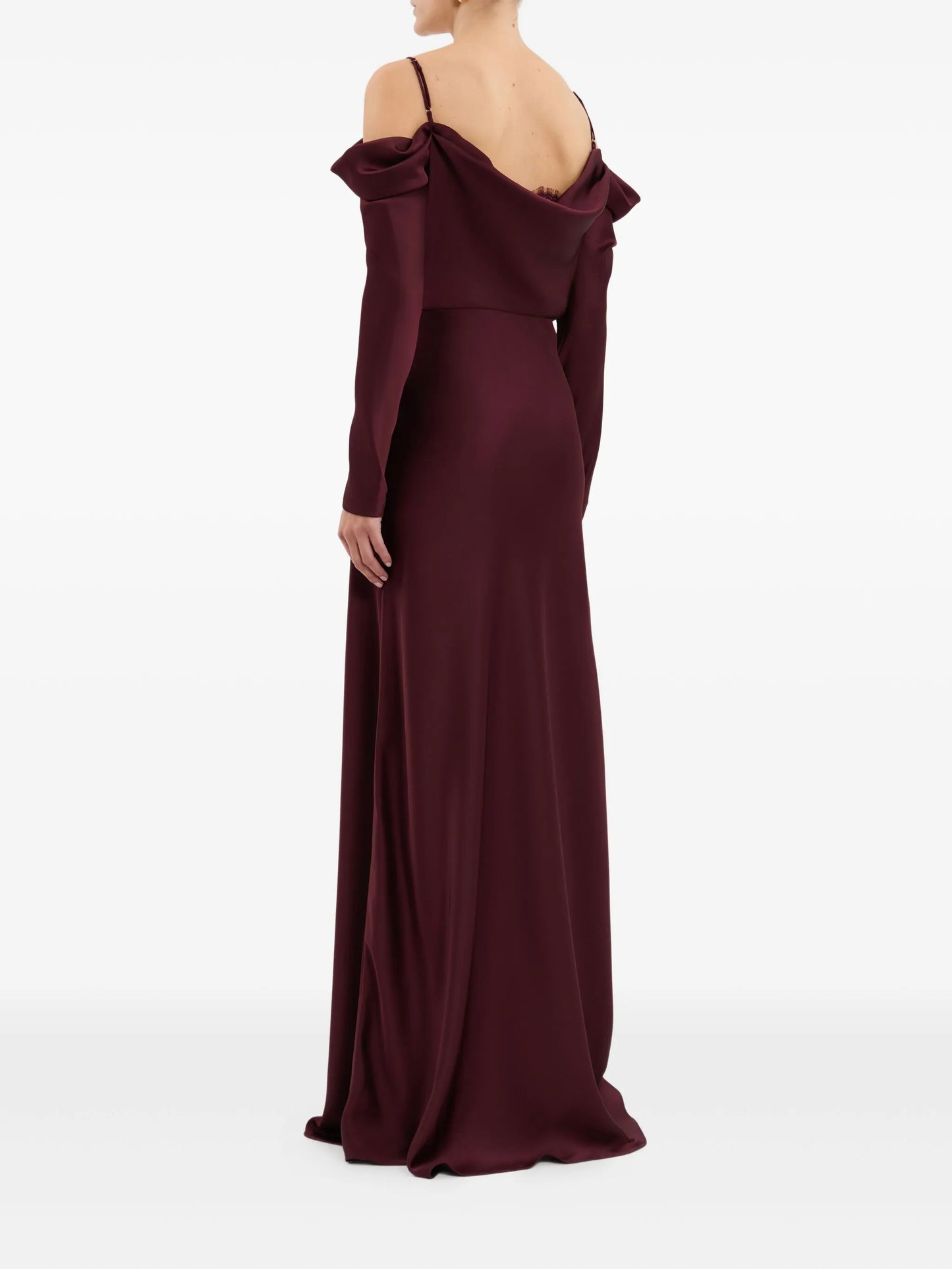 Avalon lace-trimmed cowl-neck gown