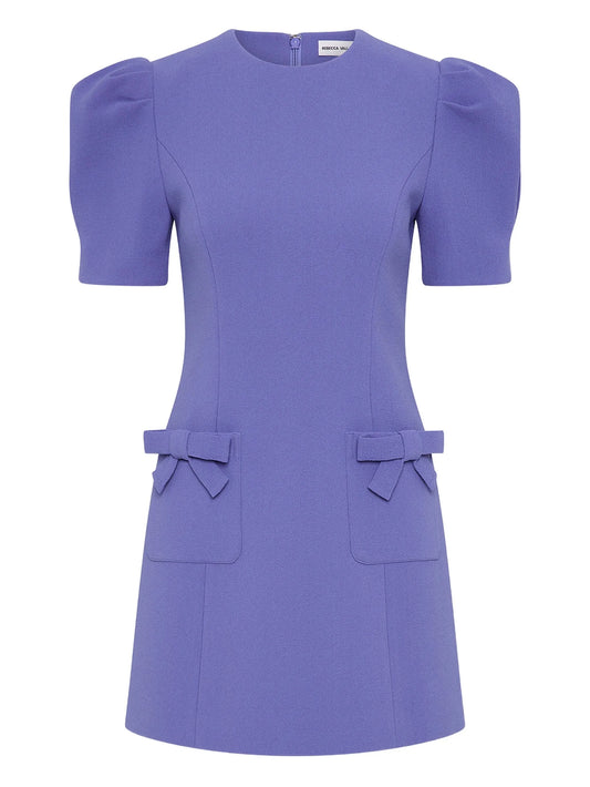 Violetta puff-sleeve bow-detail mini dress