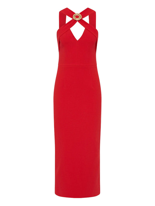 Cameron cross-neck midi dress