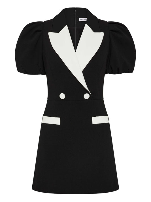 Emma puff-sleeve double-breasted dress