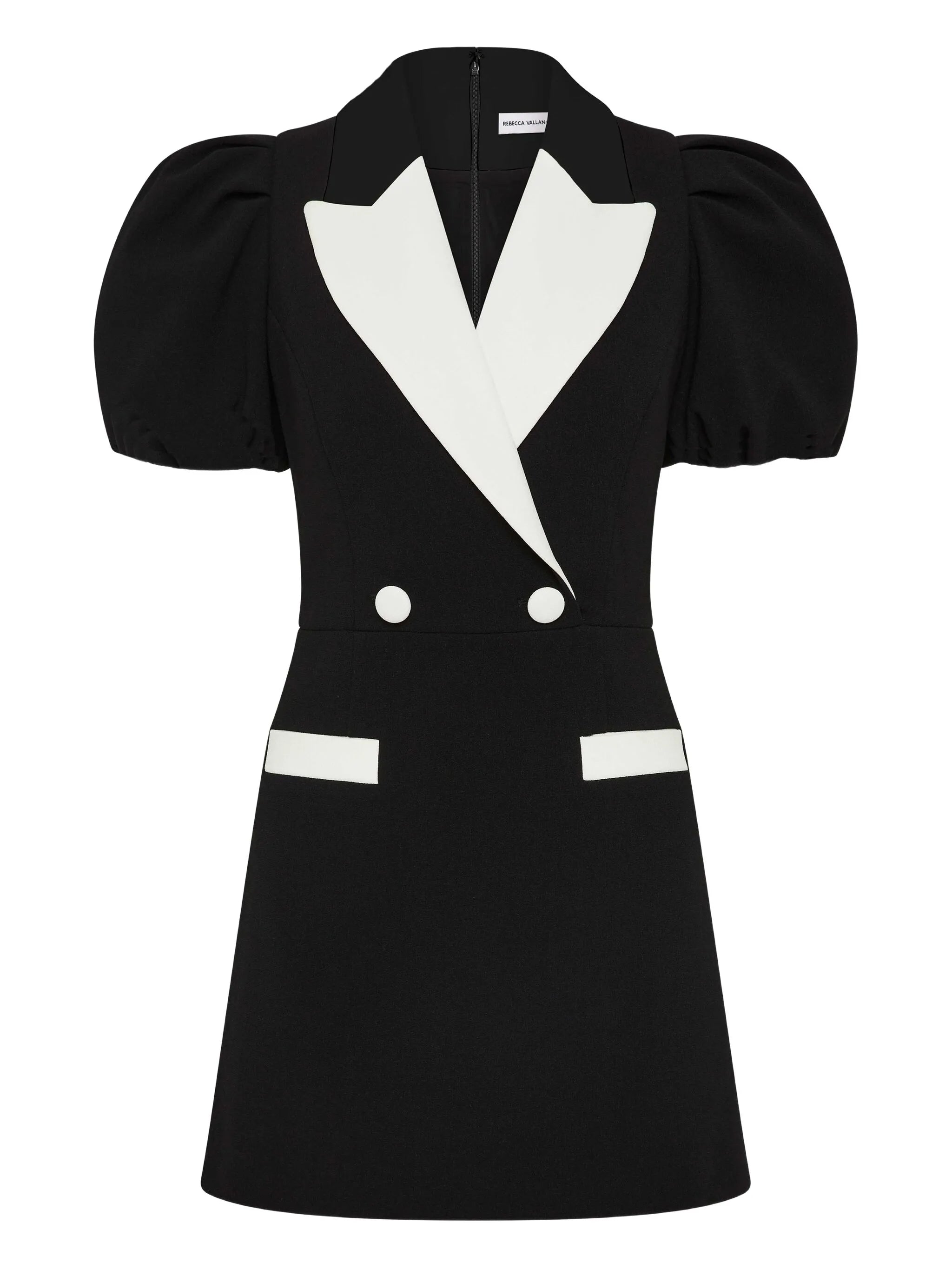 Emma puff-sleeve double-breasted mini dress