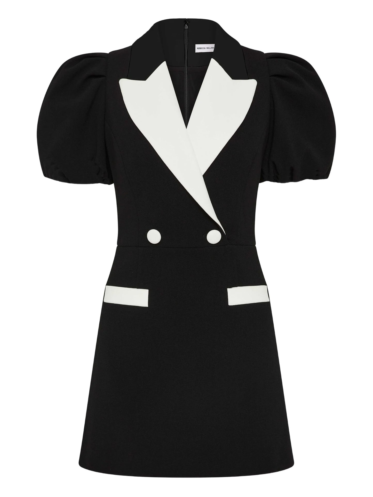Emma puff-sleeve double-breasted mini dress