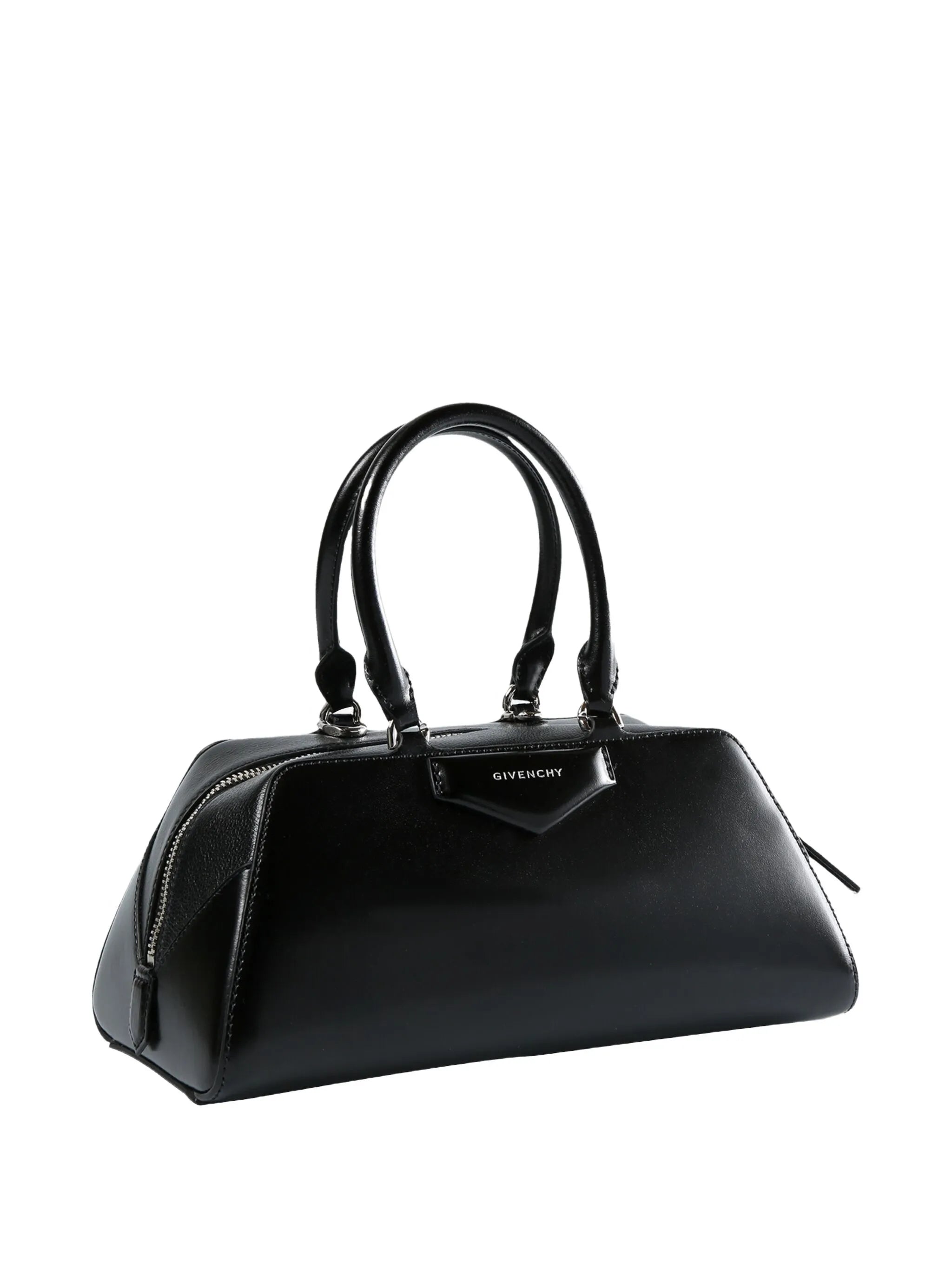 small Antigona East-West bag in box leather