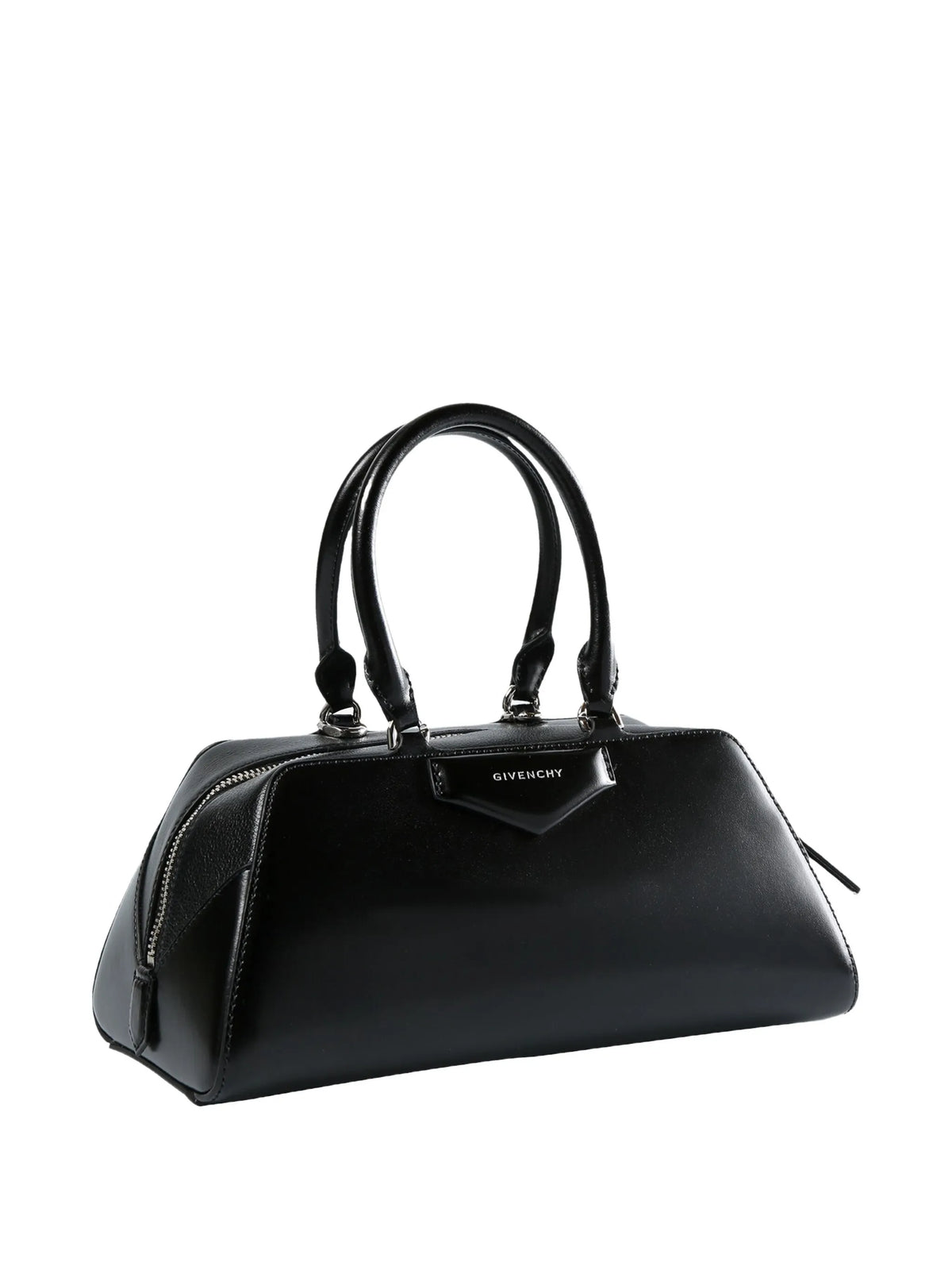 small Antigona East-West bag in box leather