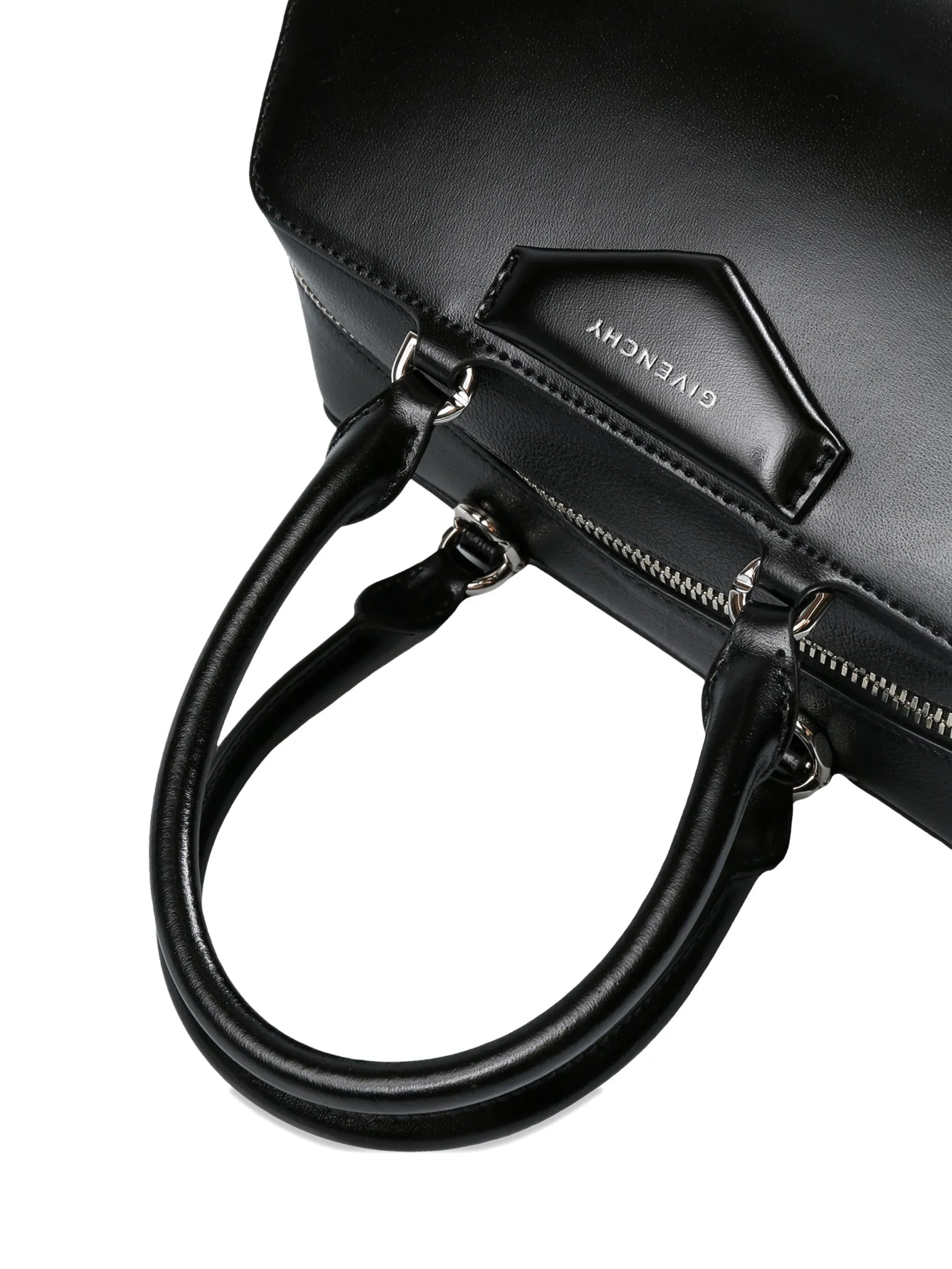 small Antigona East-West bag in box leather