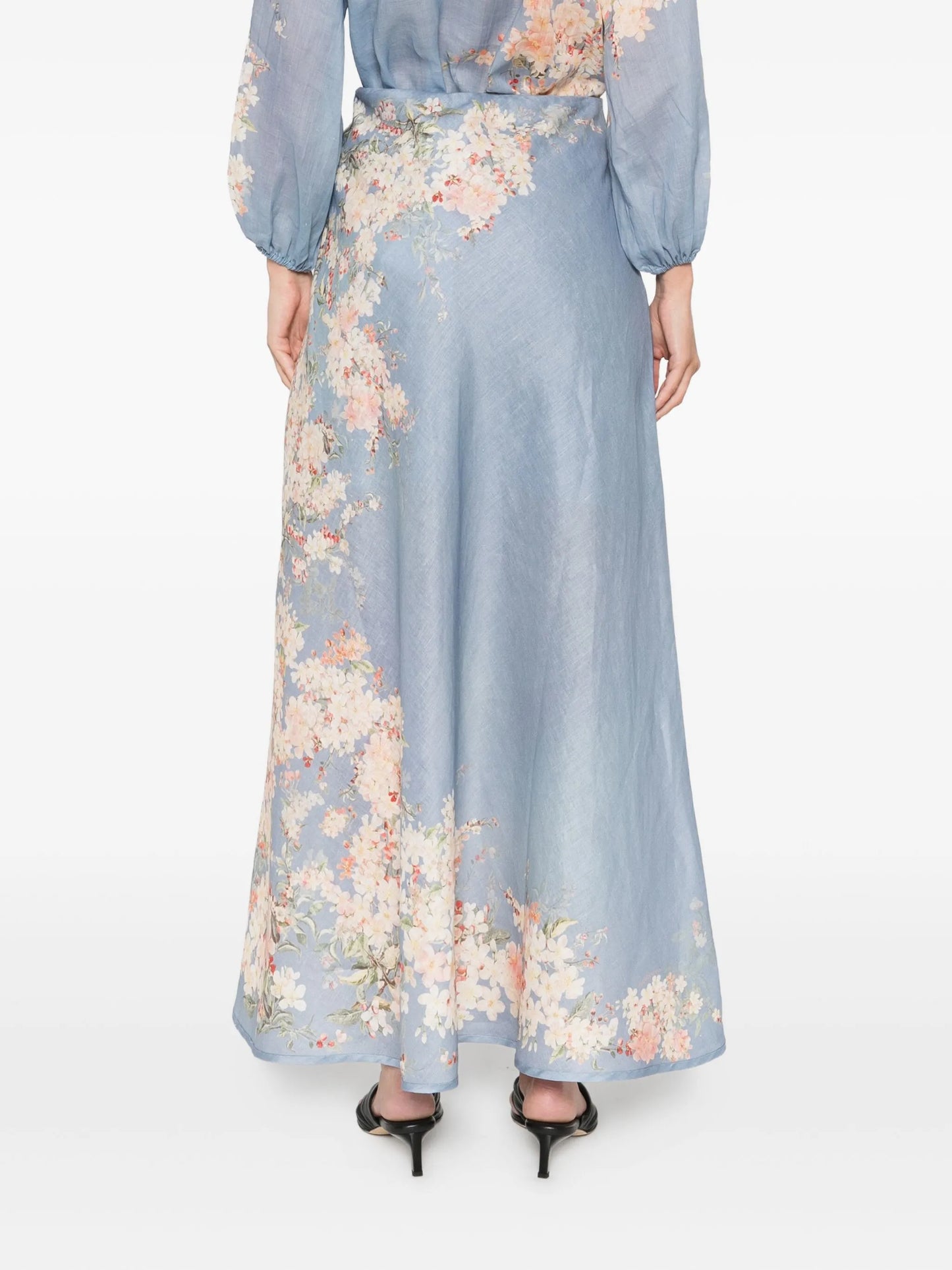 Cascadian floral-print linen skirt