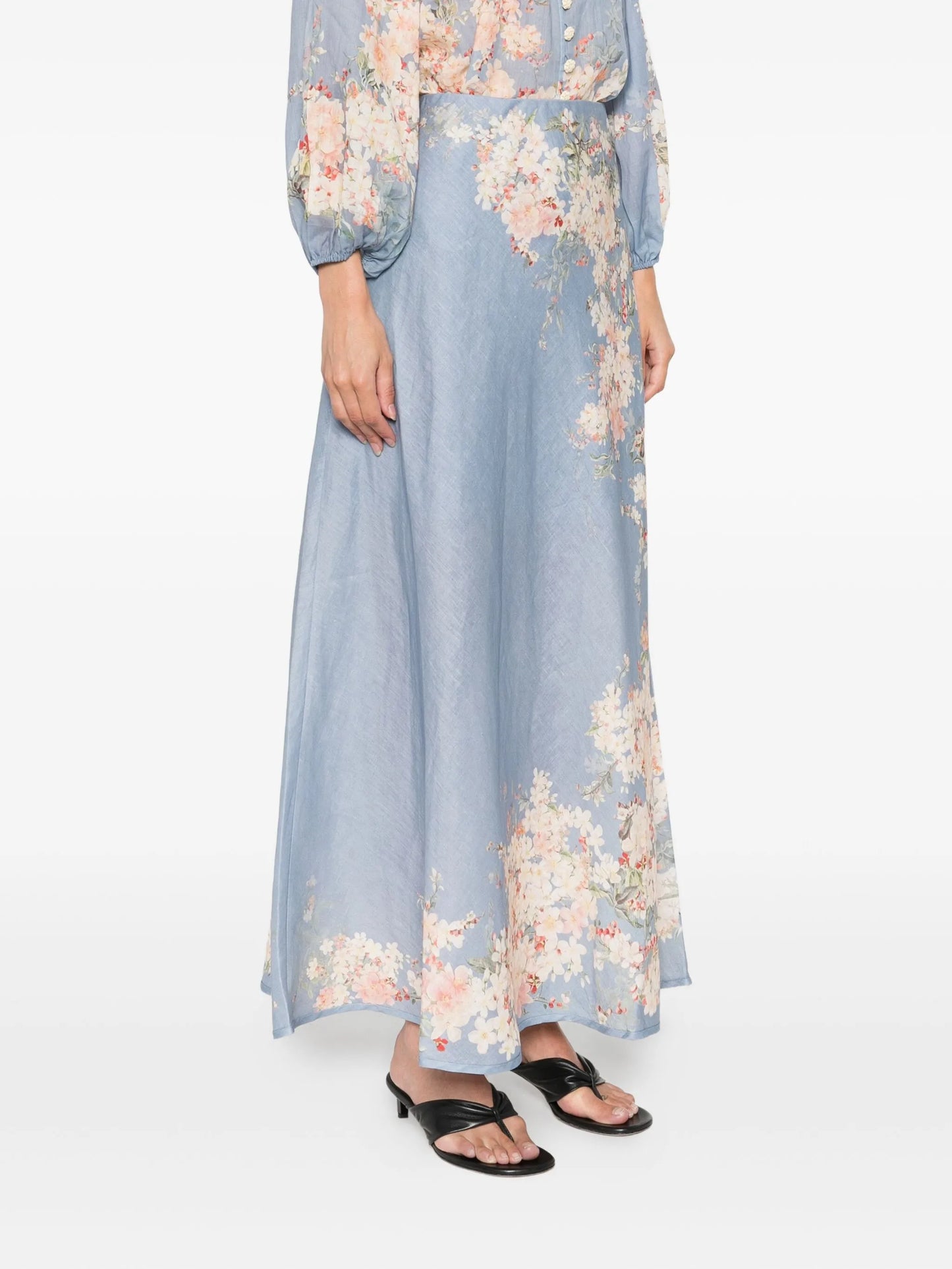 Cascadian floral-print linen skirt