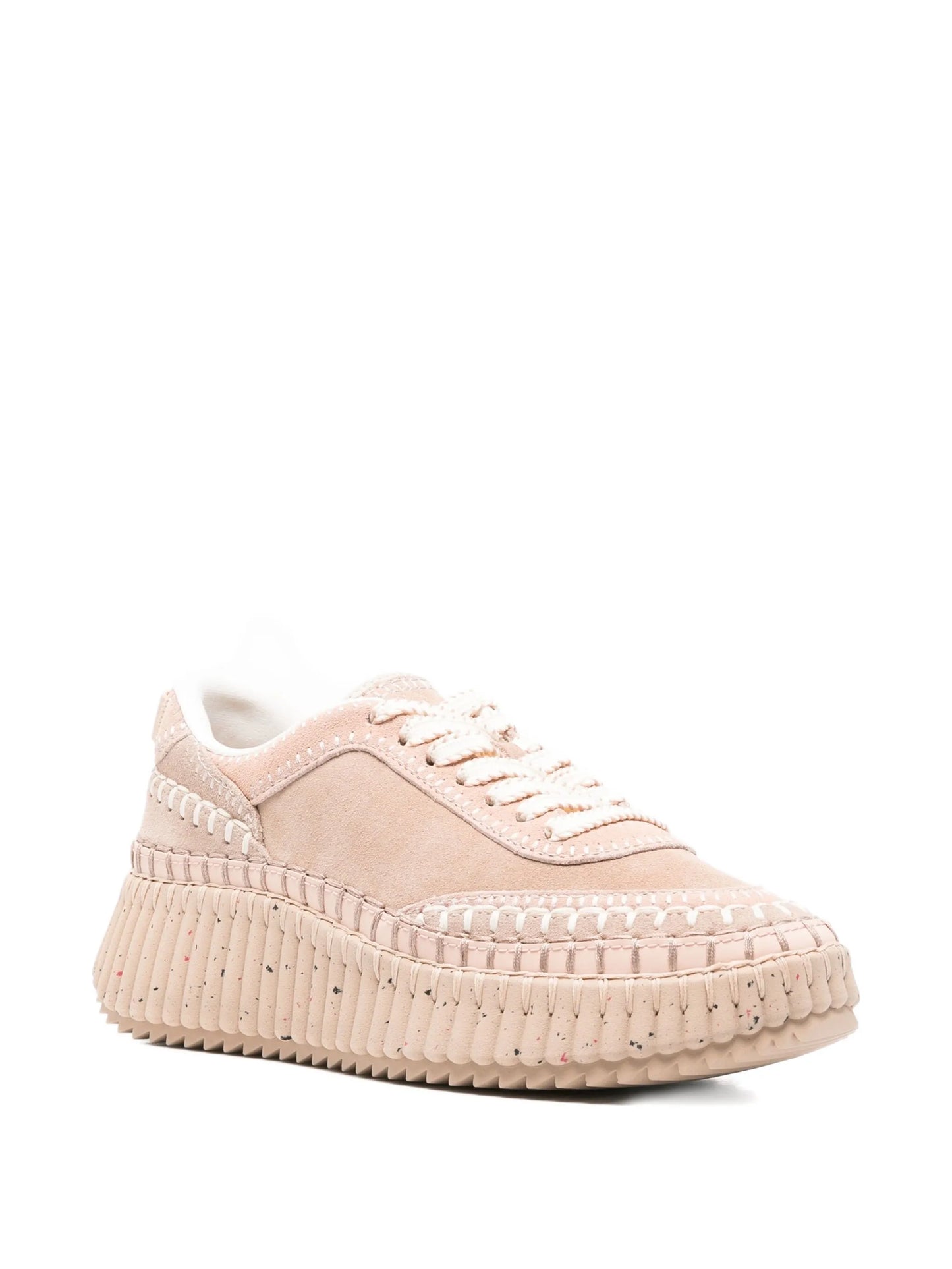 Nama textured leather-trimmed platform sneakers